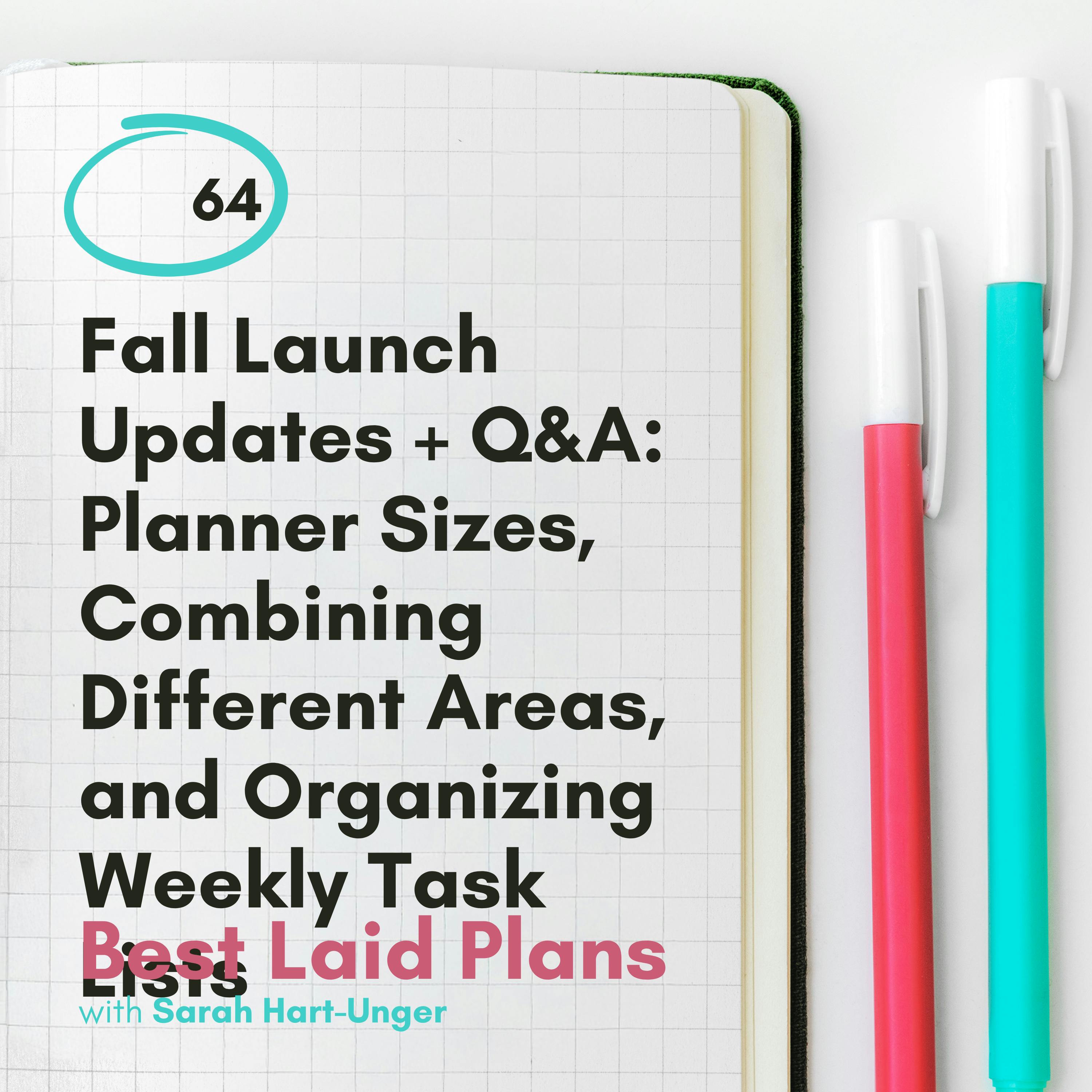 Fall Launch Updates + Q&A: Planner Sizes, Combining Different Areas, and Organizing Weekly Task Lists EP 64 Fall Launch Updates + Q&A: Planner Sizes, Combining Different Areas, and Organizing Weekly Task Lists EP 64