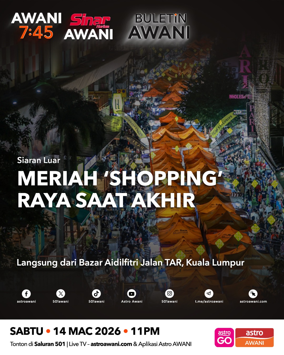AWANI 7:45 [14/3/2026]  - Meriah ‘Shopping’ Raya Saat Akhir