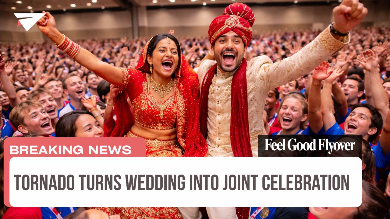 FEEL GOOD FLYOVER - Tornado Turns Wedding into Joint Celebration