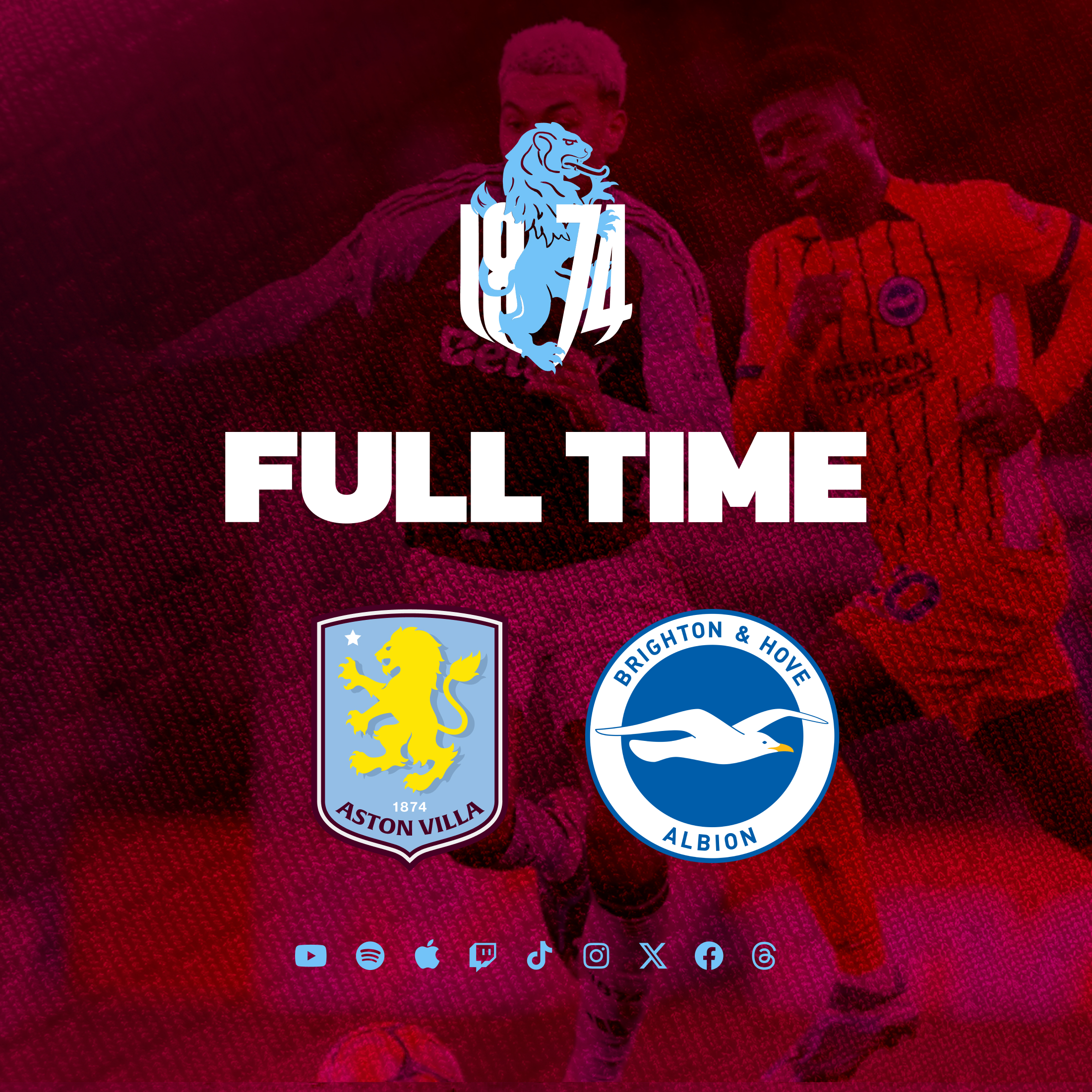 Full Time - Aston Villa 2 - Brighton and Hove 2 - Villa FRUSTRATE to see out 2024.