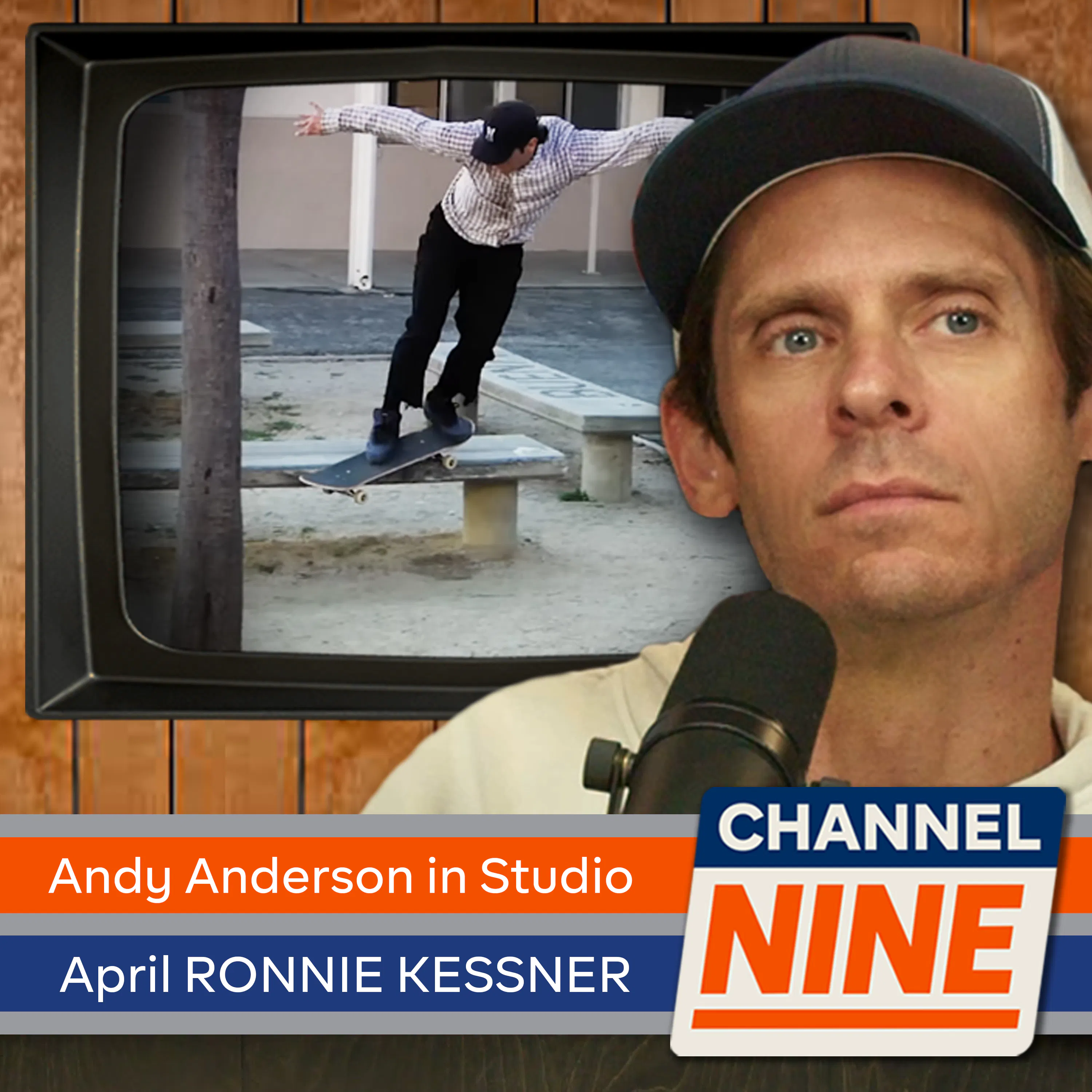 Channel Nine - Quasi Skateboards video, Ronnie Kessner, Andy Anderson in studio episode artwork
