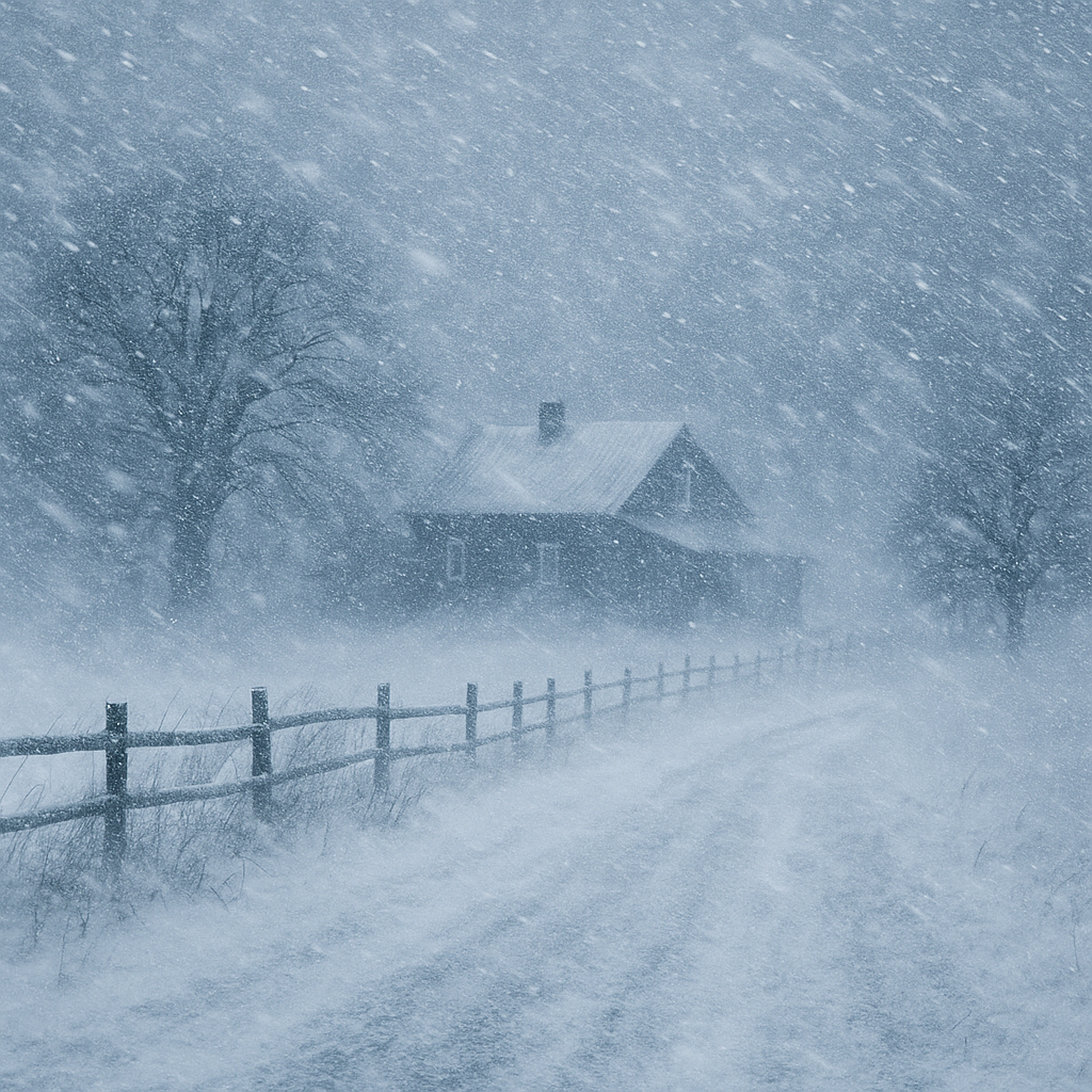 Snow Blizzard in the Countryside | Intense Winter Storm Sounds for Sleep and Focus