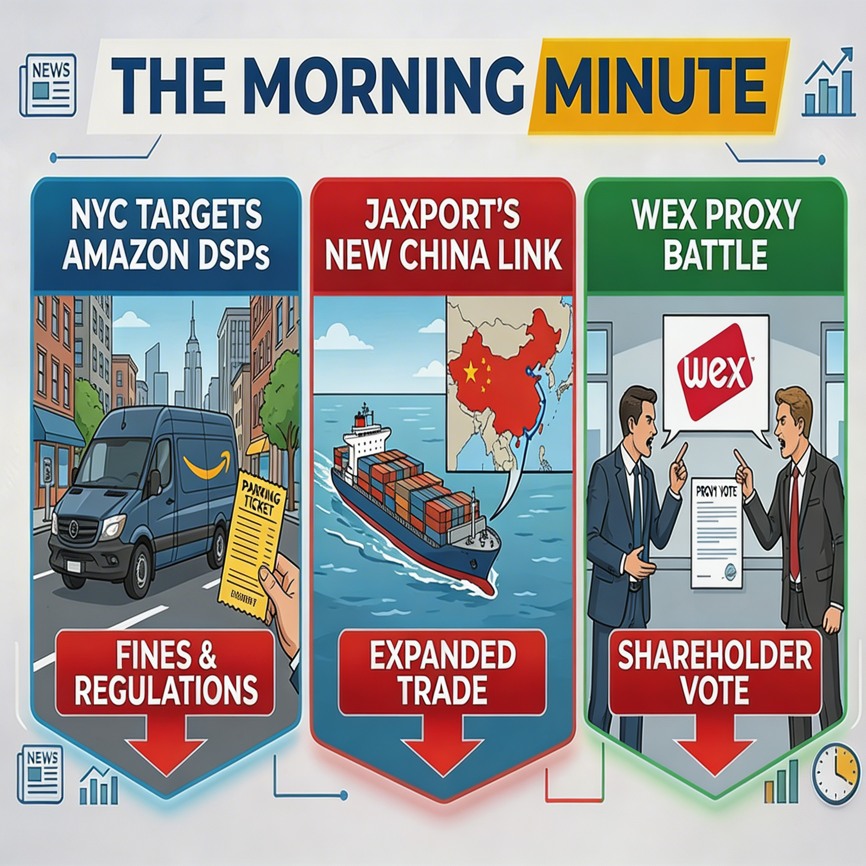 Other FreightWaves Shows NYC Targets Amazon DSPs, Jaxport's New China Link, & WEX Proxy Battle | The Morning Minute