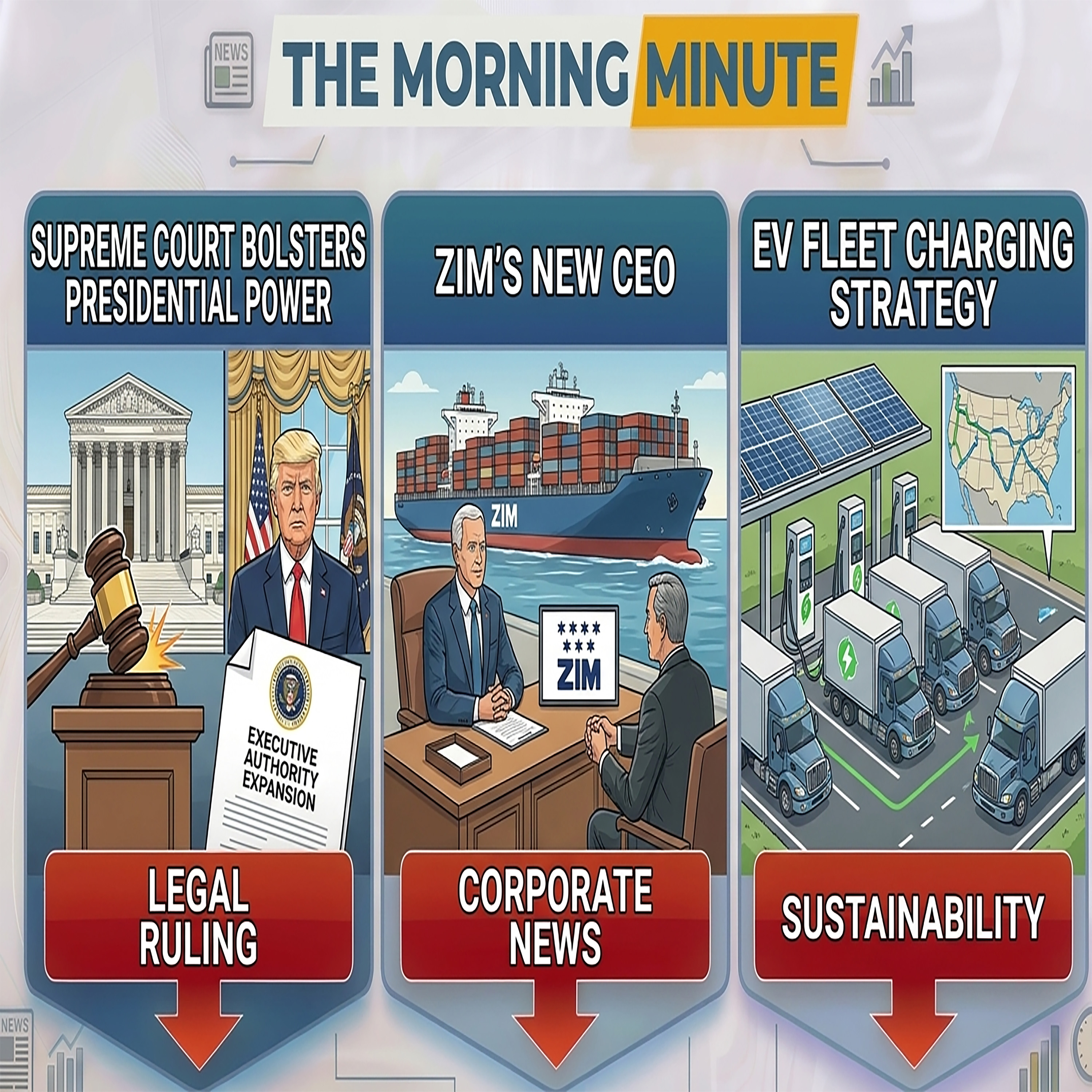 Supreme Court Bolsters Presidential Power, ZIM's New CEO, & EV Fleet Charging Strategy | The Morning Minute