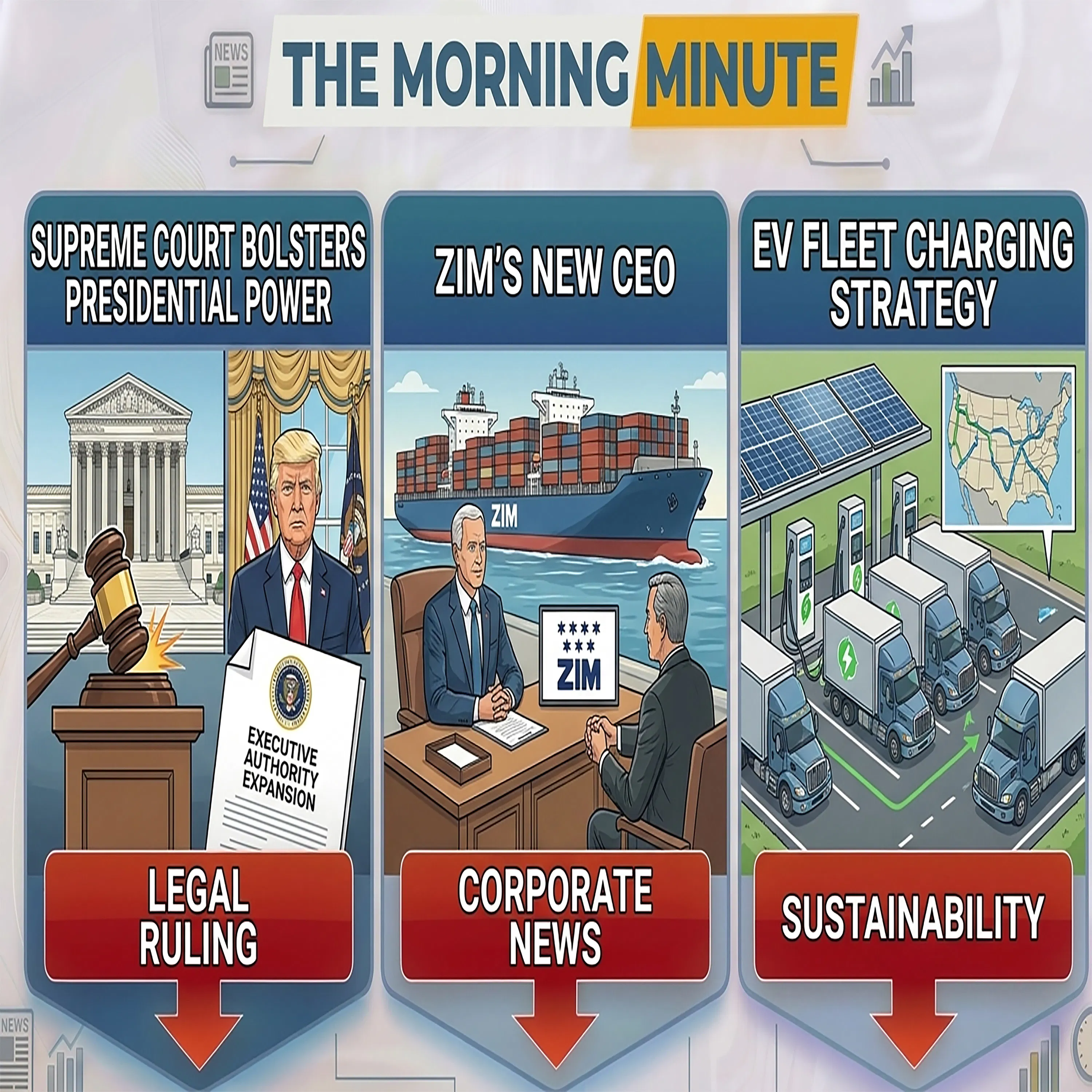 Supreme Court Bolsters Presidential Power, ZIM's New CEO, & EV Fleet Charging Strategy | The Morning Minute