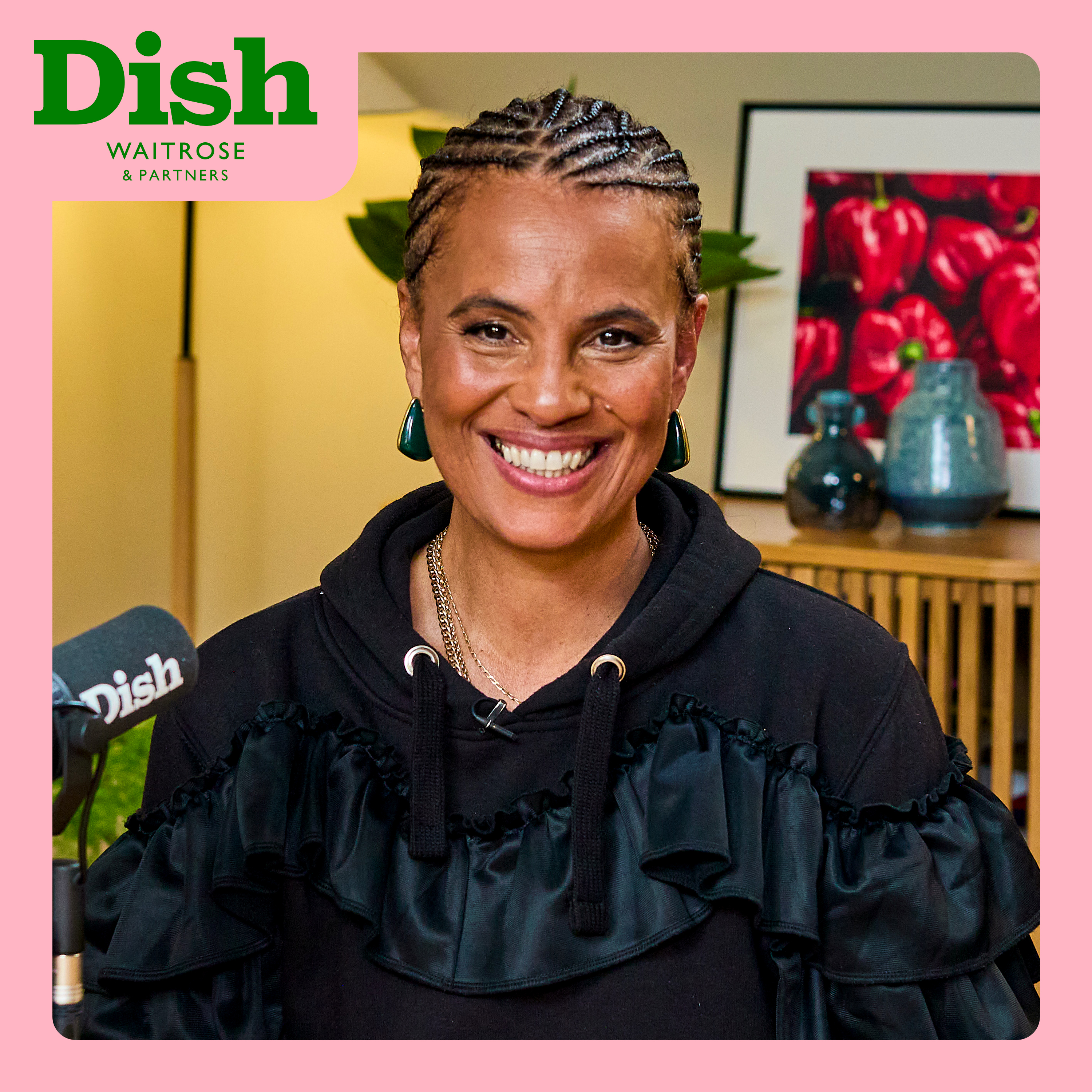 Neneh Cherry, tagliatelle with peas, courgette & burrata, and a Gavi