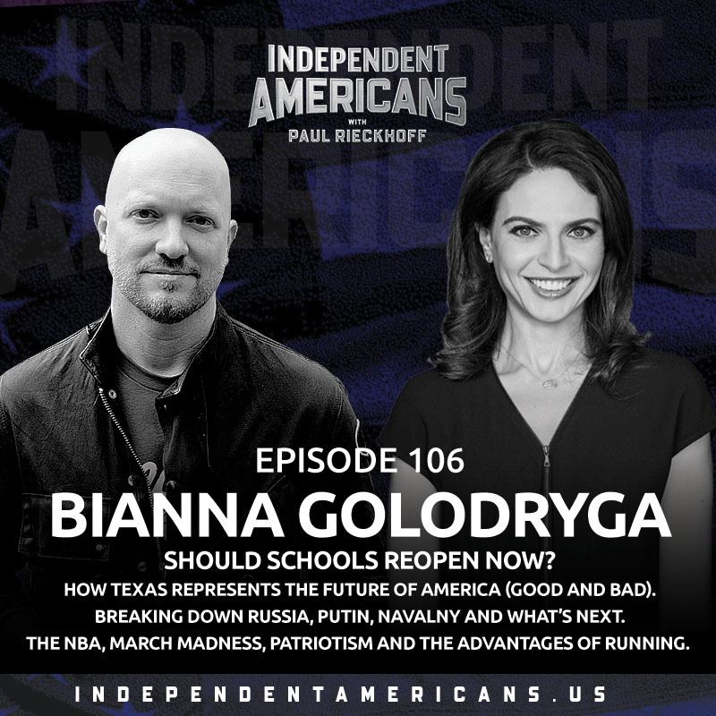 Bianna Golodryga.  Should Schools Reopen Now? How Texas Represents the Future of America (Good and Bad). Breaking Down Russia, Putin, Navalny and What’s Next. March Madness, the Advantages of Running and One Shining Moment.