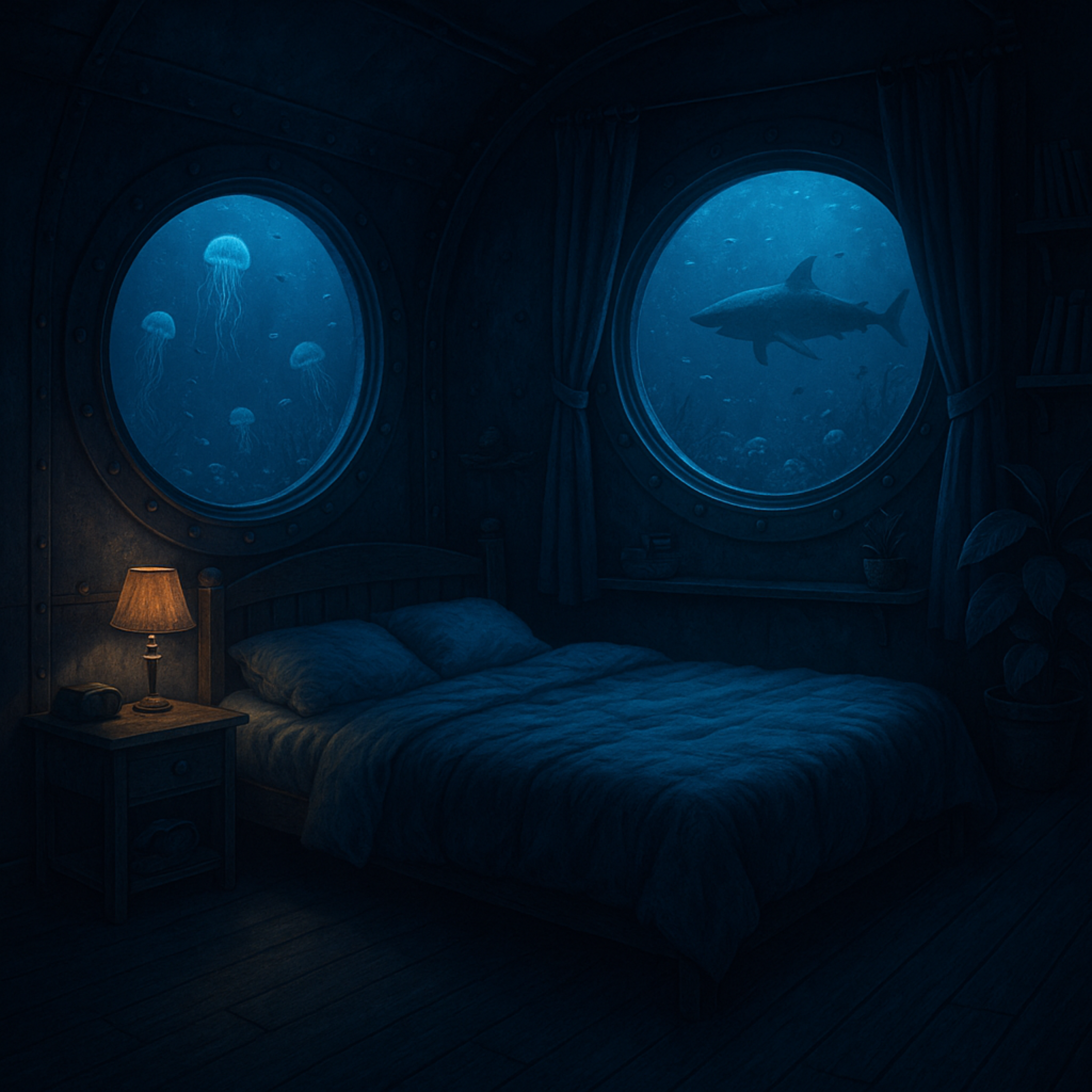 Deep Sea Bedroom Hideaway | Relaxing Underwater Submarine Sleep Sounds | Under the Ocean |