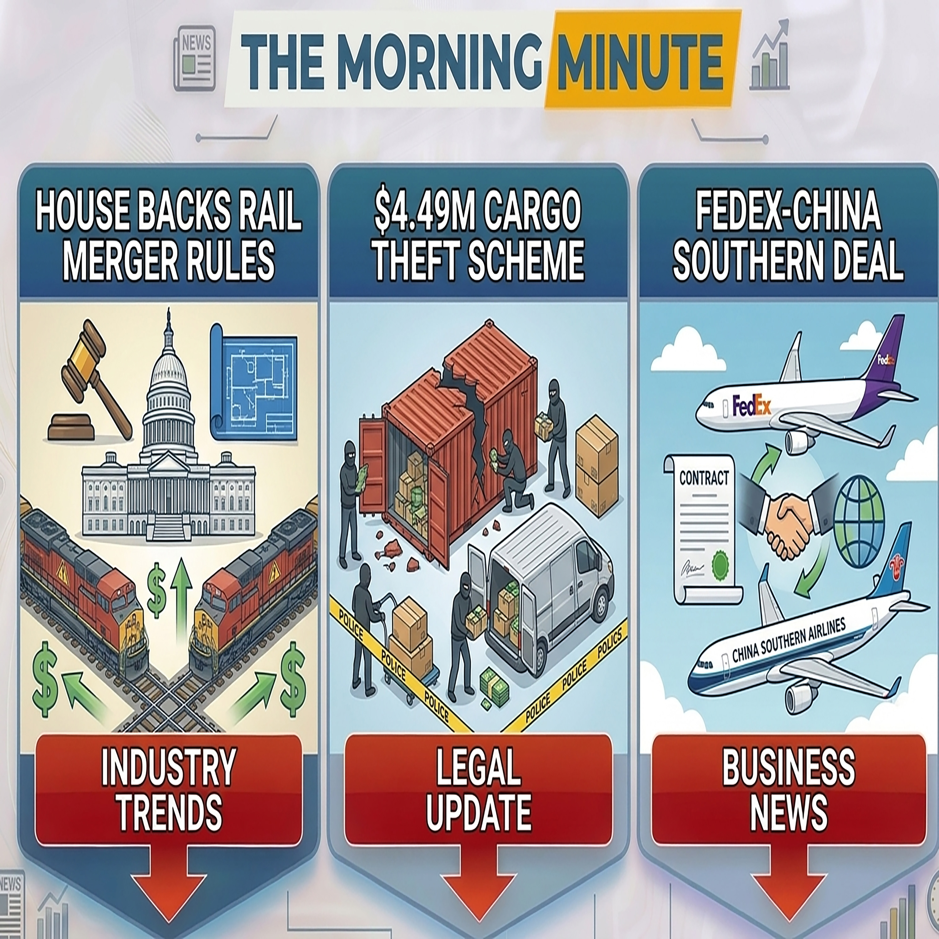 House Backs Rail Merger Rules, $4.49M Cargo Theft Scheme, & FedEx-China Southern Deal | The Morning Minute episode artwork