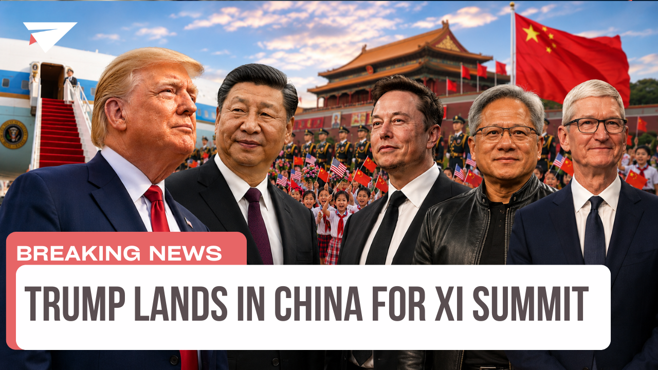 Trump Lands in China for Xi Summit, Breaking News