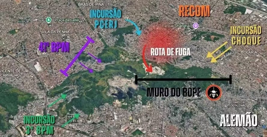 Secretário da PM confirma criação de 'muro do Bope' para empurrar criminosos em áreas de mata na Penha e no Alemão Secretário da PM confirma criação de 'muro do Bope' para empurrar criminosos em áreas de mata na Penha e no Alemão