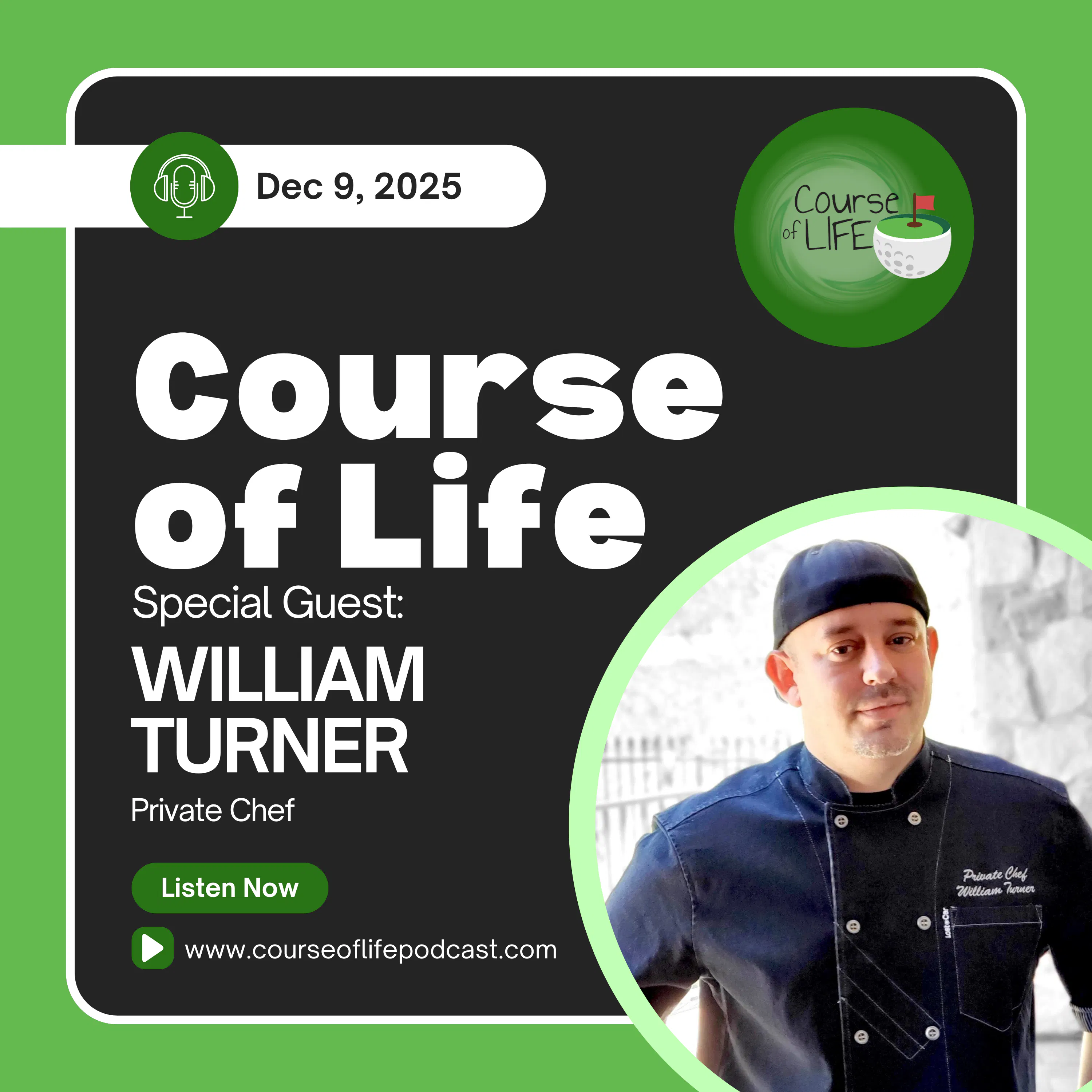 Tiger Woods on the Shorter PGA Schedule and Chef William Turner episode artwork