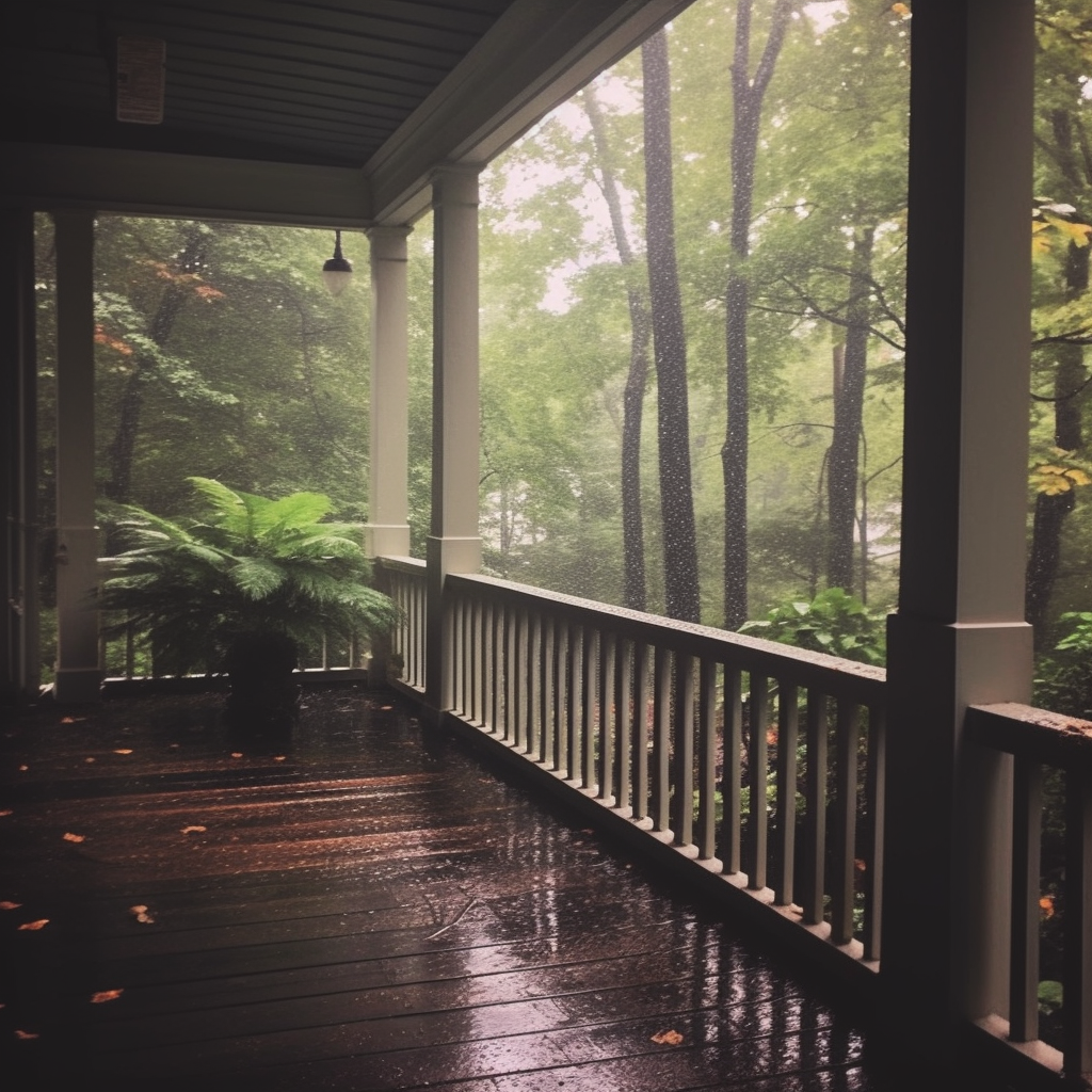 8 Hours of Rain Sounds || Front Porch || Calming for Sleep, Work, Study