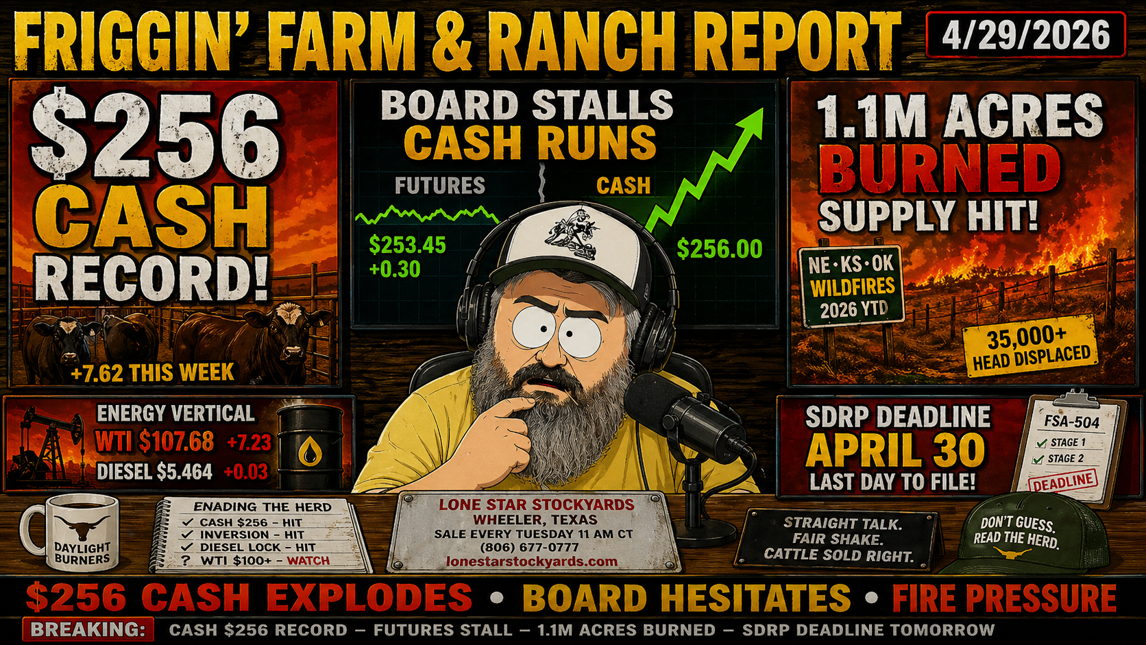 Cash Cattle Blows Past $256, Crude Screams, SDRP Clock Ticks — Friggin’ Farm & Ranch Report 04/29/26