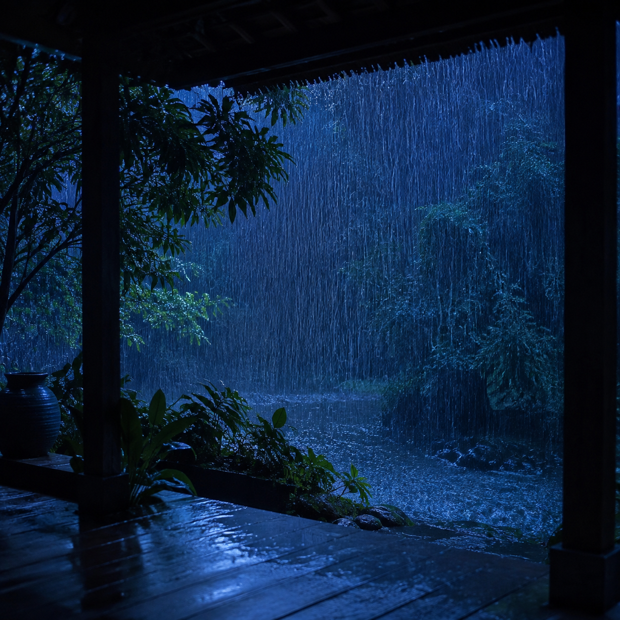 🌧️ LLUVIA FUERTE y CONSTANTE en una CORTINA DENSA — 2 H de aguacero nocturno para dormir bajo techo episode artwork