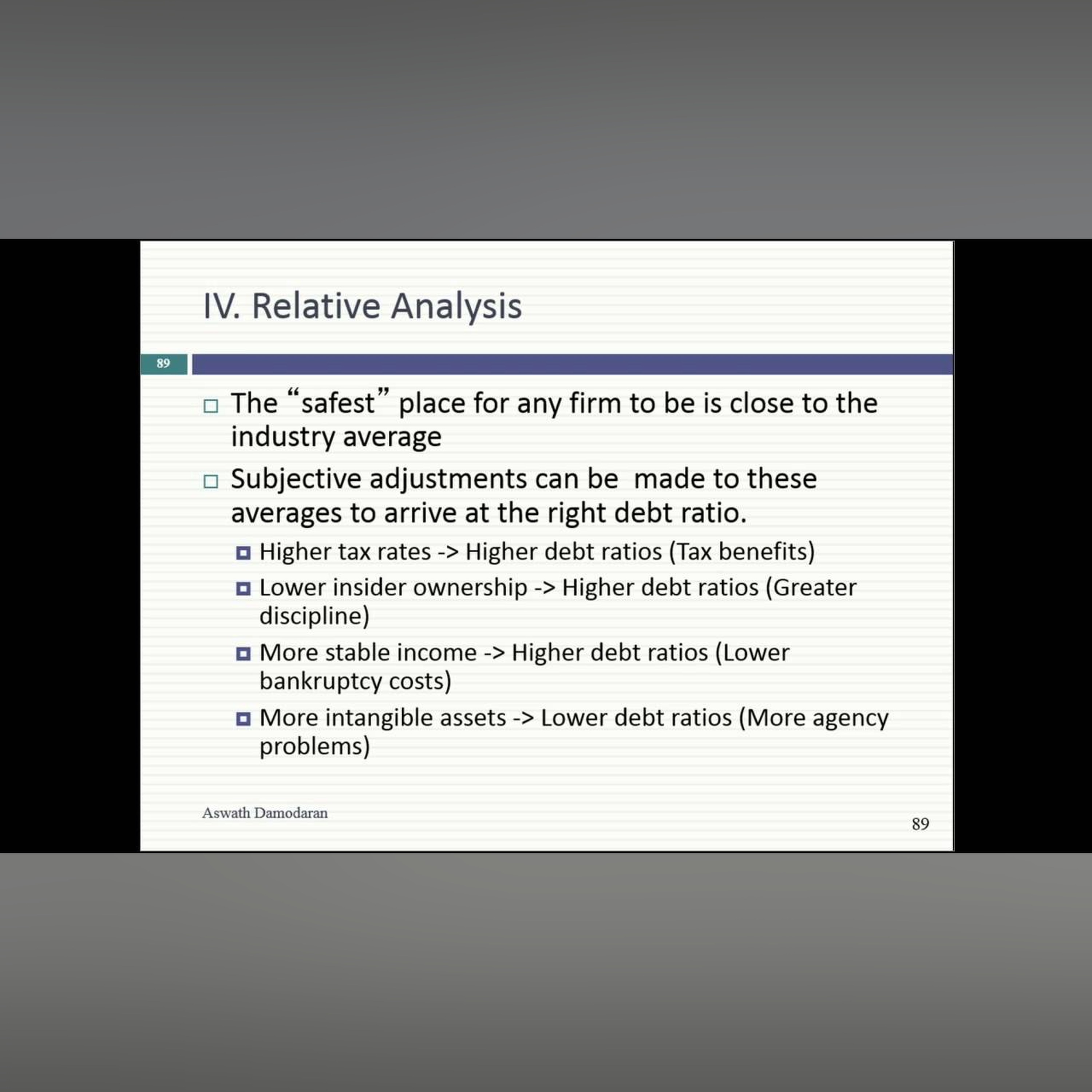 Session 19: APV and Relative Analysis - Capital Structure