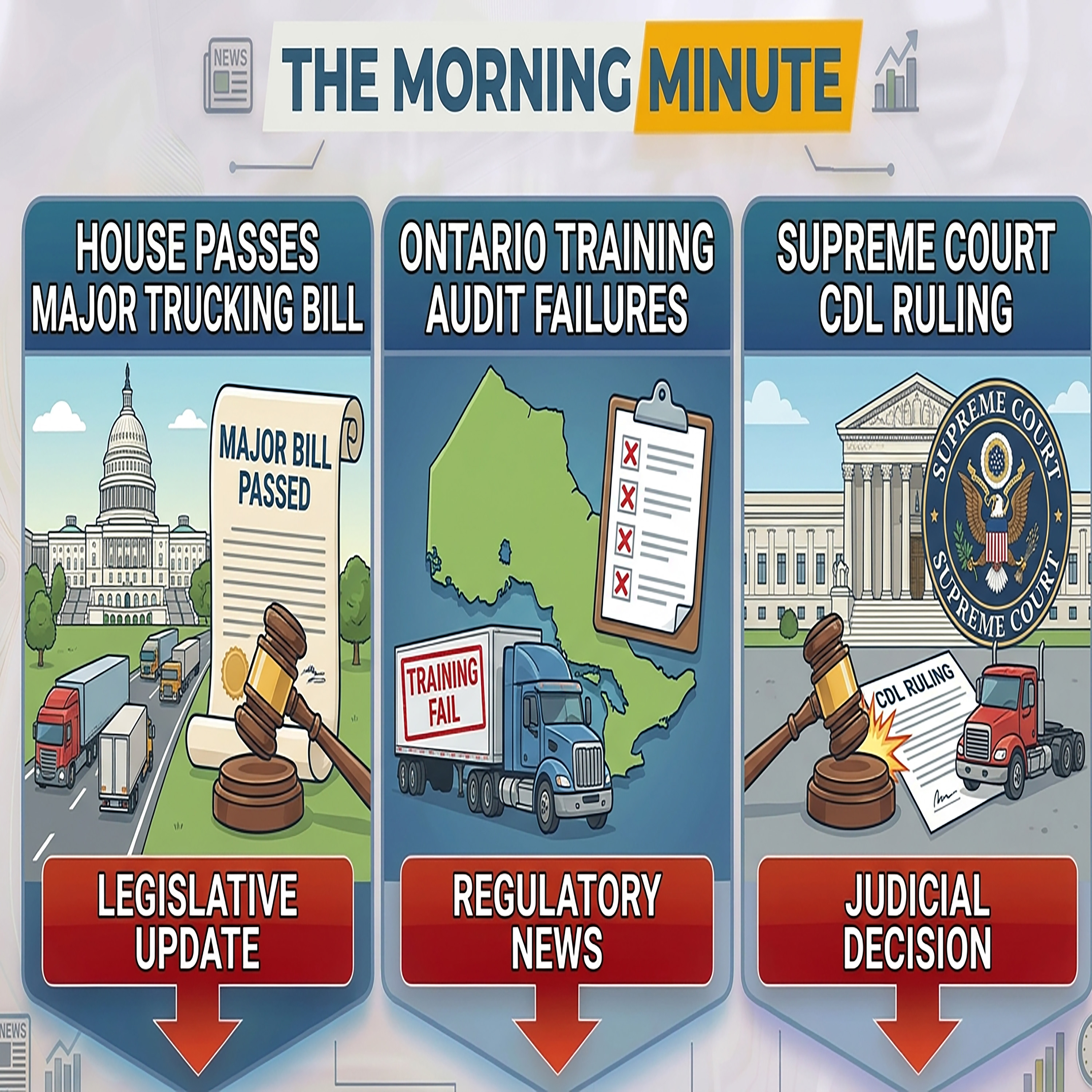 House Passes Major Trucking Bill, Ontario Training Audit Failures, & Supreme Court CDL Ruling | The Morning Minute