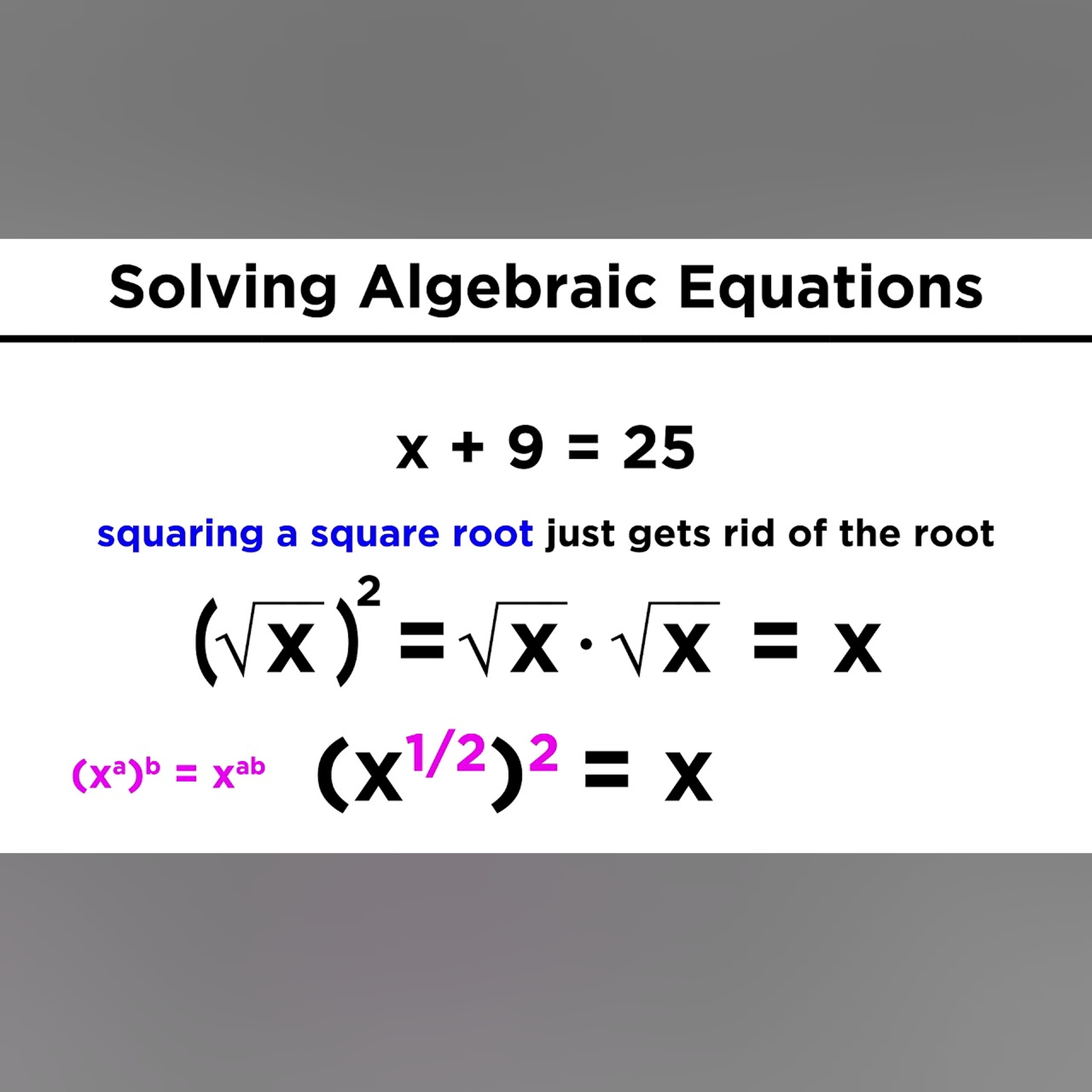 Solving Algebraic Equations With Roots and Exponents
