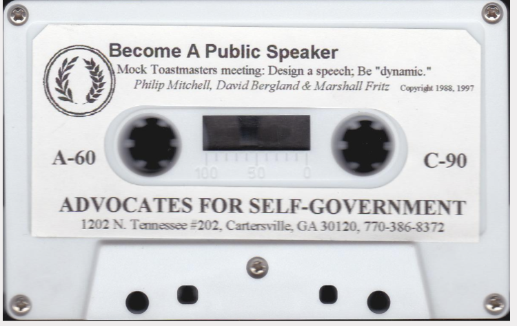 Become a Public Speaker:  Mock Toastmasters meeting:  Design a speech; Be "dynamic."