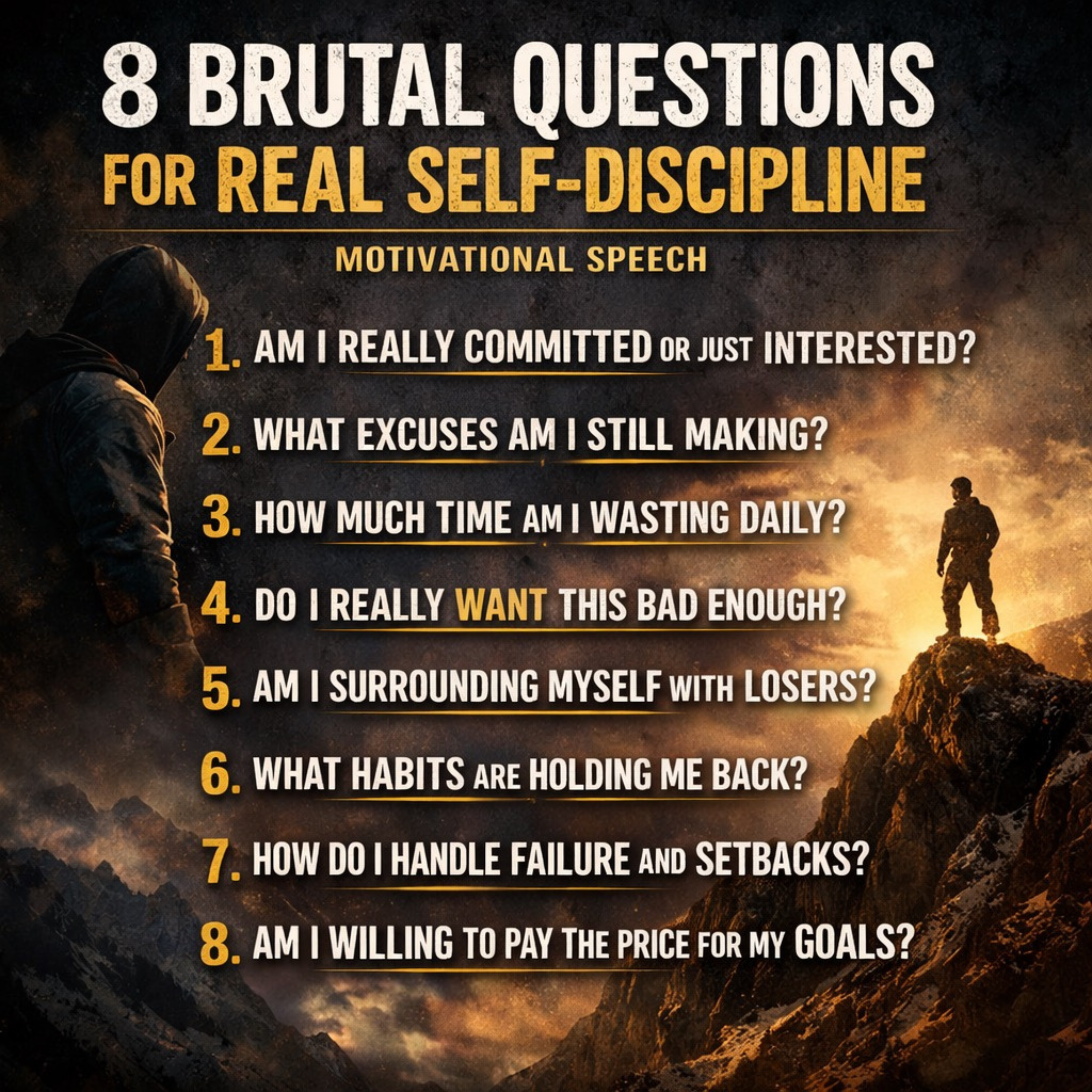 8 Brutal Questions for Real Self-Discipline - Motivational Speech