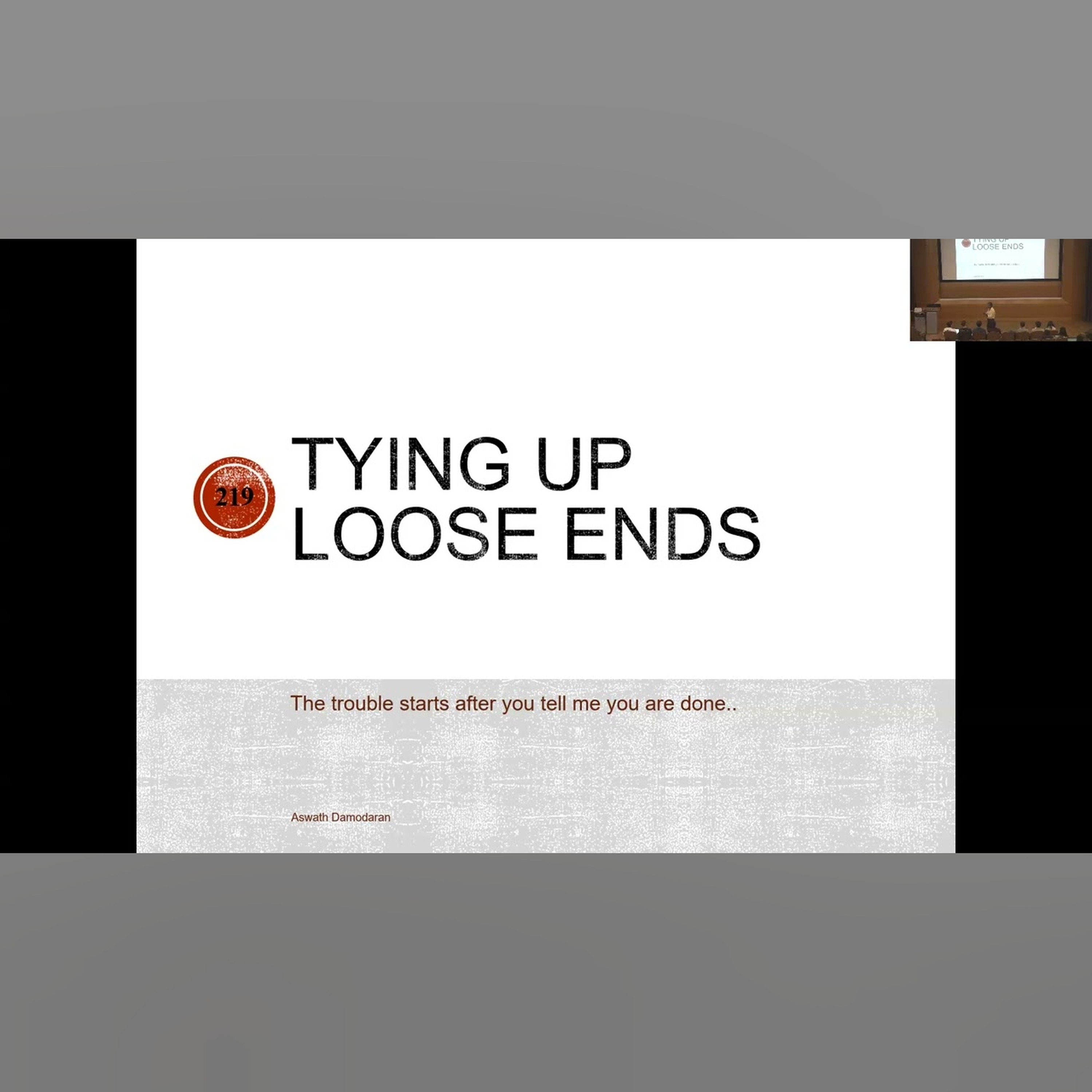 Session 13: Loose Ends in Valuation