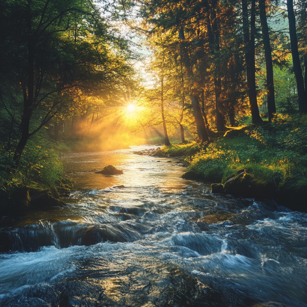 Relaxing River Sounds - Peaceful Forest River- 8 Hours Long  Nature Sounds