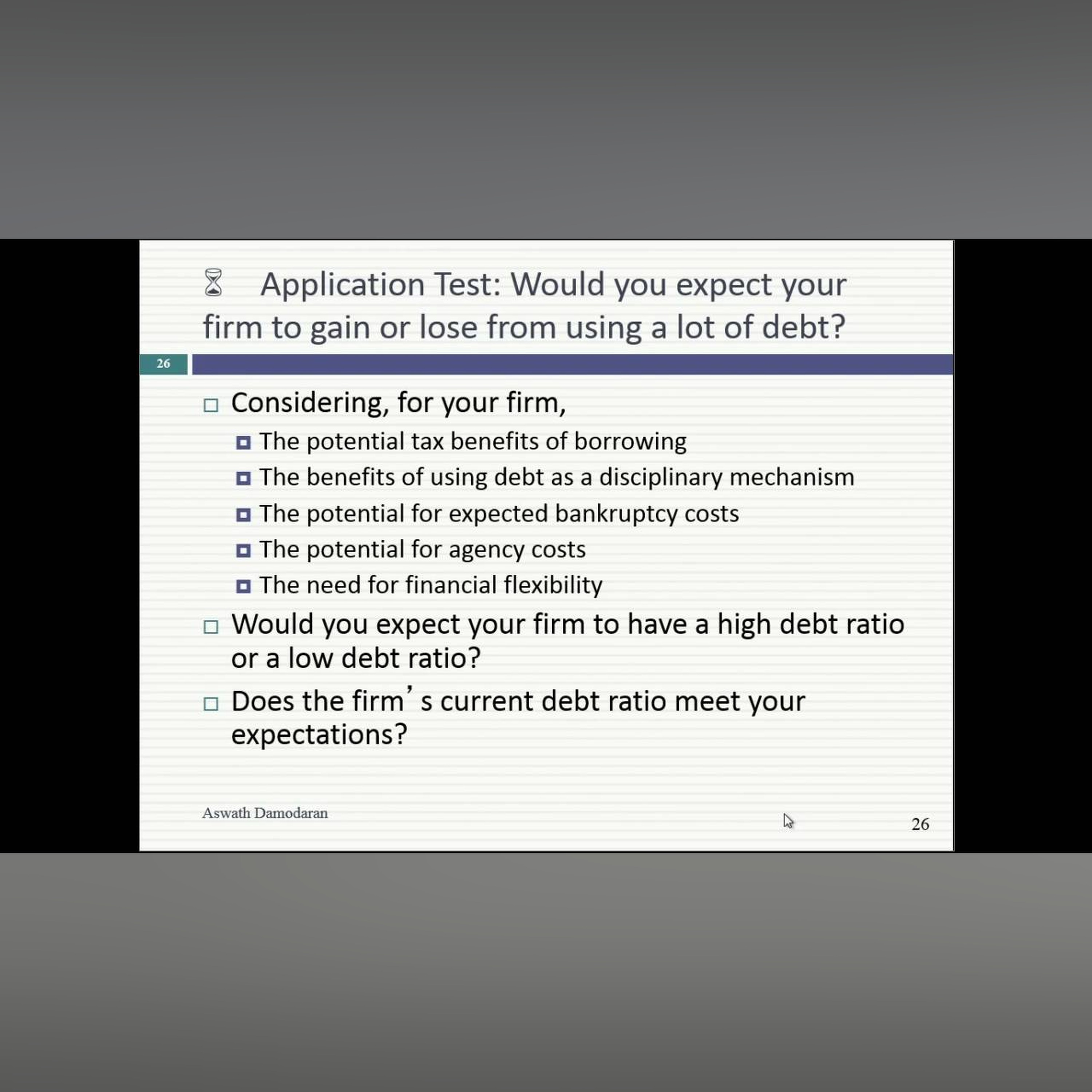 Session 17 (MBA): The MM Theorem and Cost of capital approach