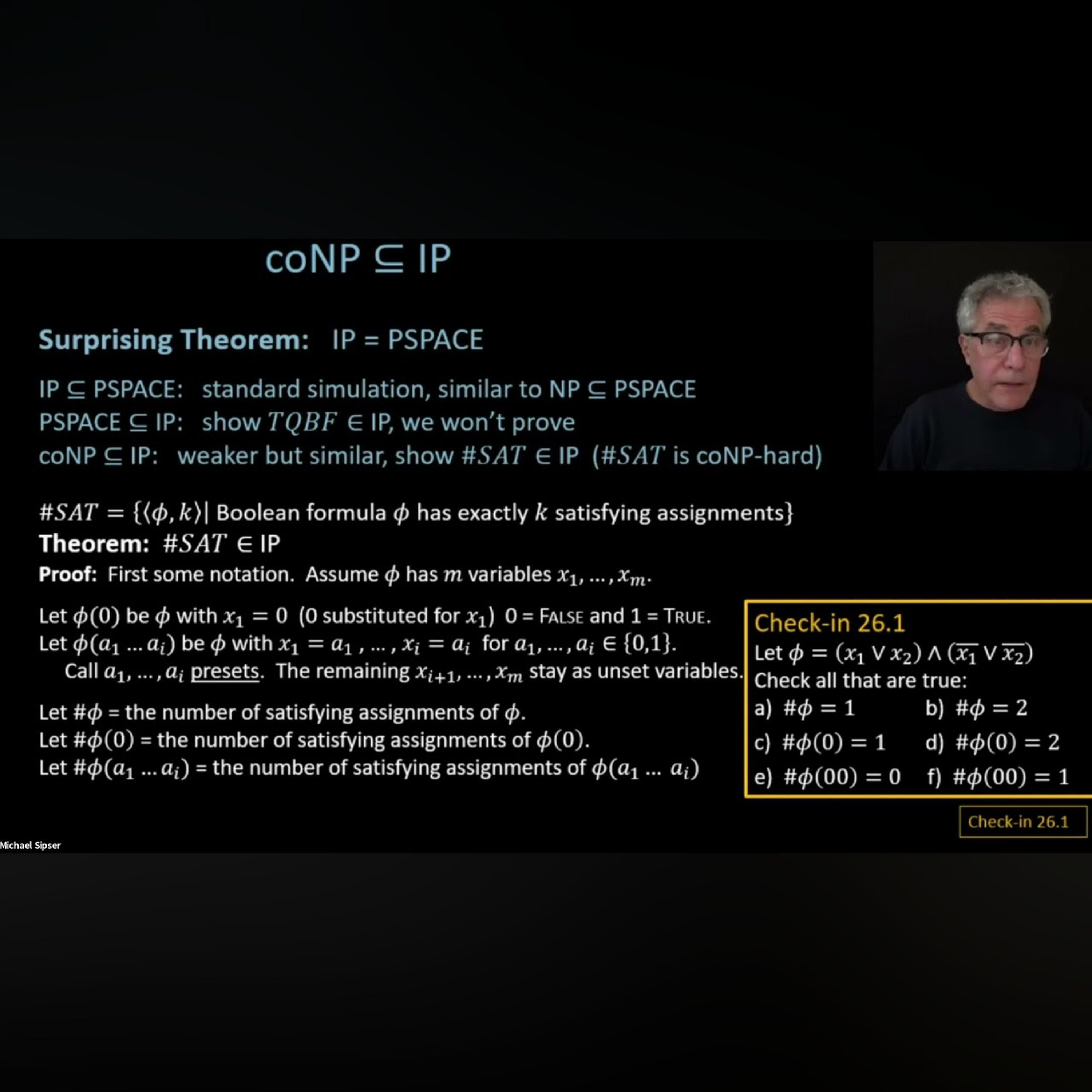 26. coNP is a subset of IP