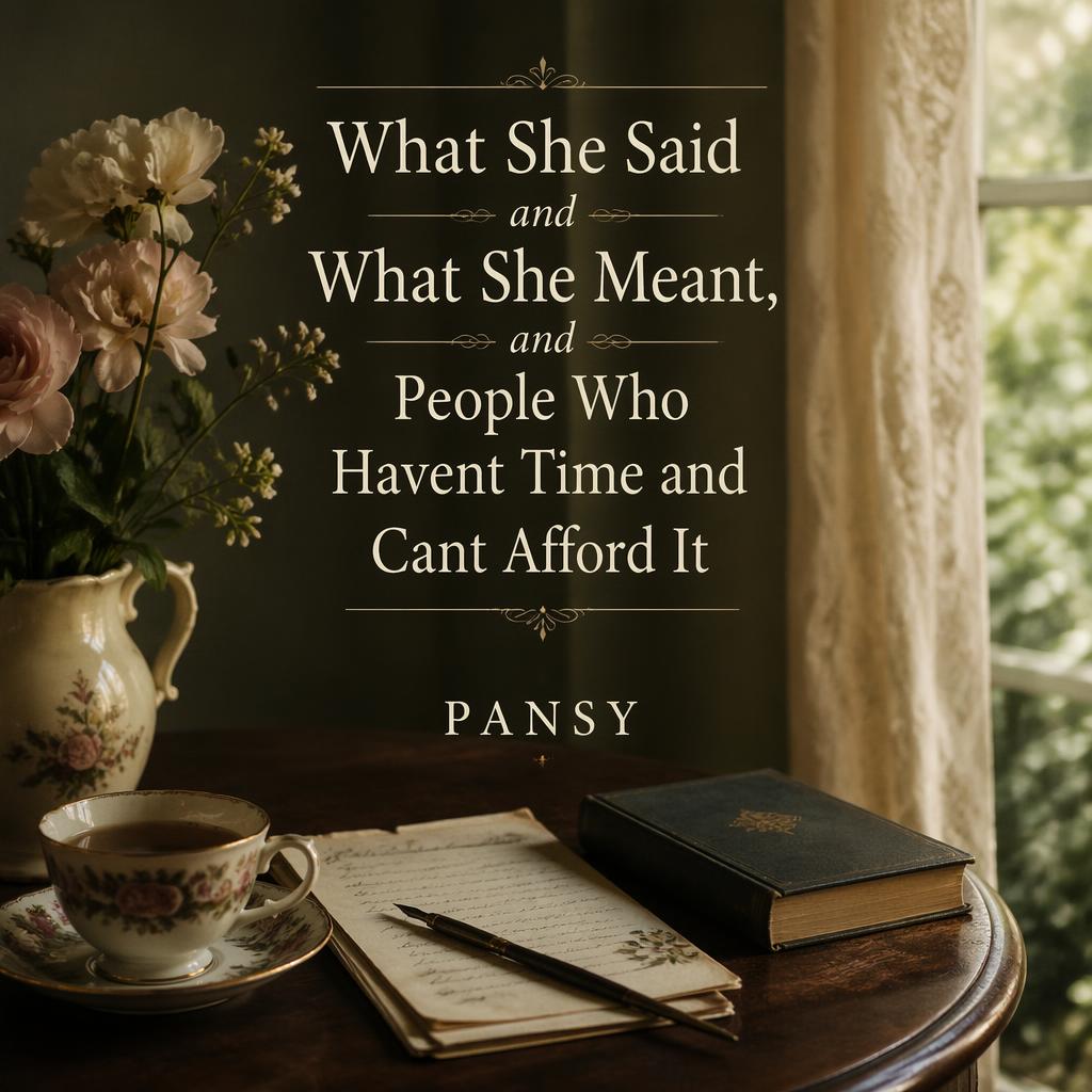 What She Said and What She Meant, and People Who Havent Time and Cant Afford It by Pansy ~ Full Audiobook [drama]