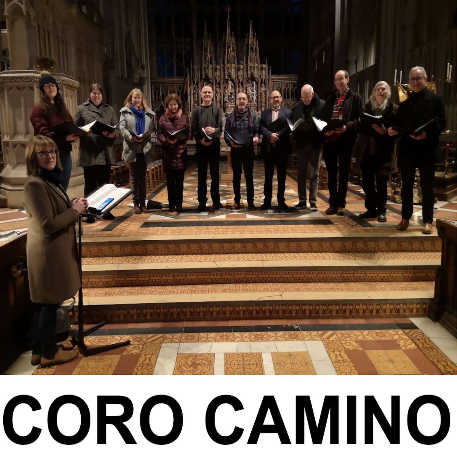 Coro Camino:  A choir walks and sings the Camino episode artwork