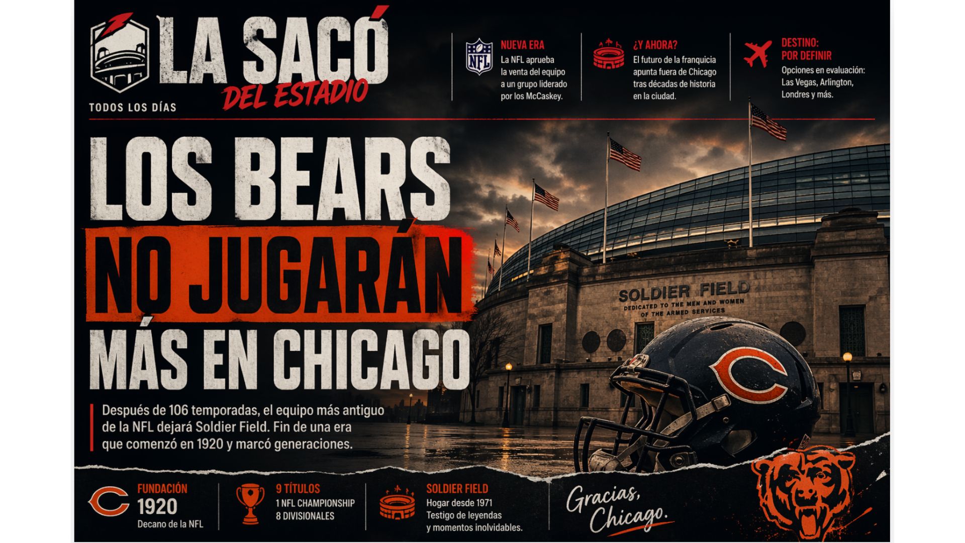 Los Bears no jugarán mas en Chicago🏈 episode artwork