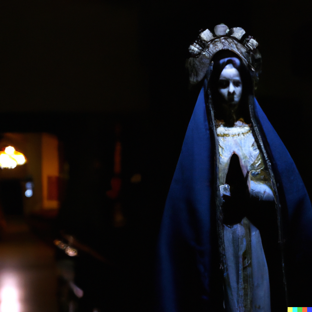 LA ESCULTURA DE LA VIRGEN QUE REZA POR LAS NOCHES