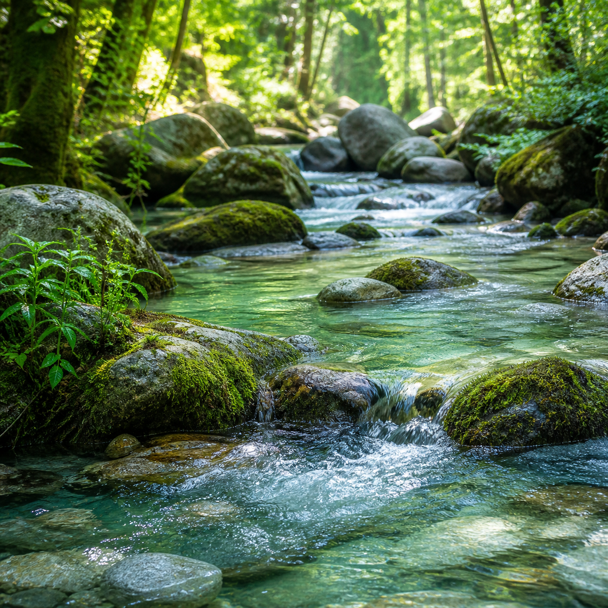 💧 ARROYO cristalino y PEQUEÑAS CASCADAS entre ROCAS — 1 H de agua viva para meditar, leer y serenarse
