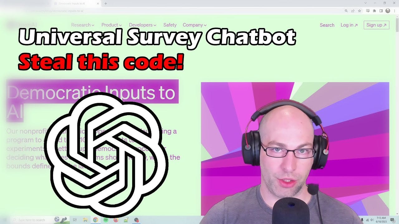 OpenAI's "Democratic Inputs to AI" - My universal survey chatbot is complete. Here's how it works! | Artificial Intelligence Masterclass