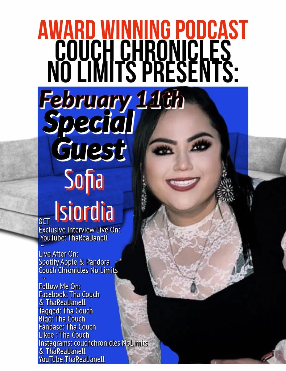 Live Interview W/Sofia Isiordia-Couch Chronicles No Limits Live Interview W/Sofia Isiordia-Couch Chronicles No Limits