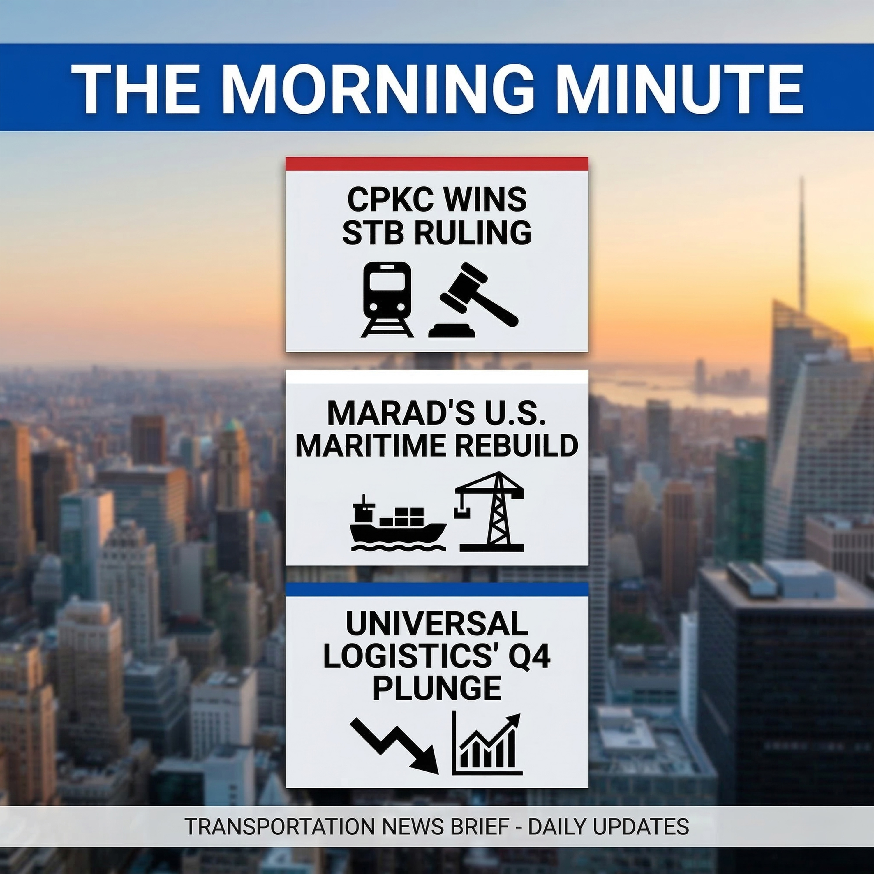 CPKC Wins STB Ruling, Marad's U.S. Maritime Rebuild, & Universal Logistics' Q4 Plunge | The Morning Minute episode artwork