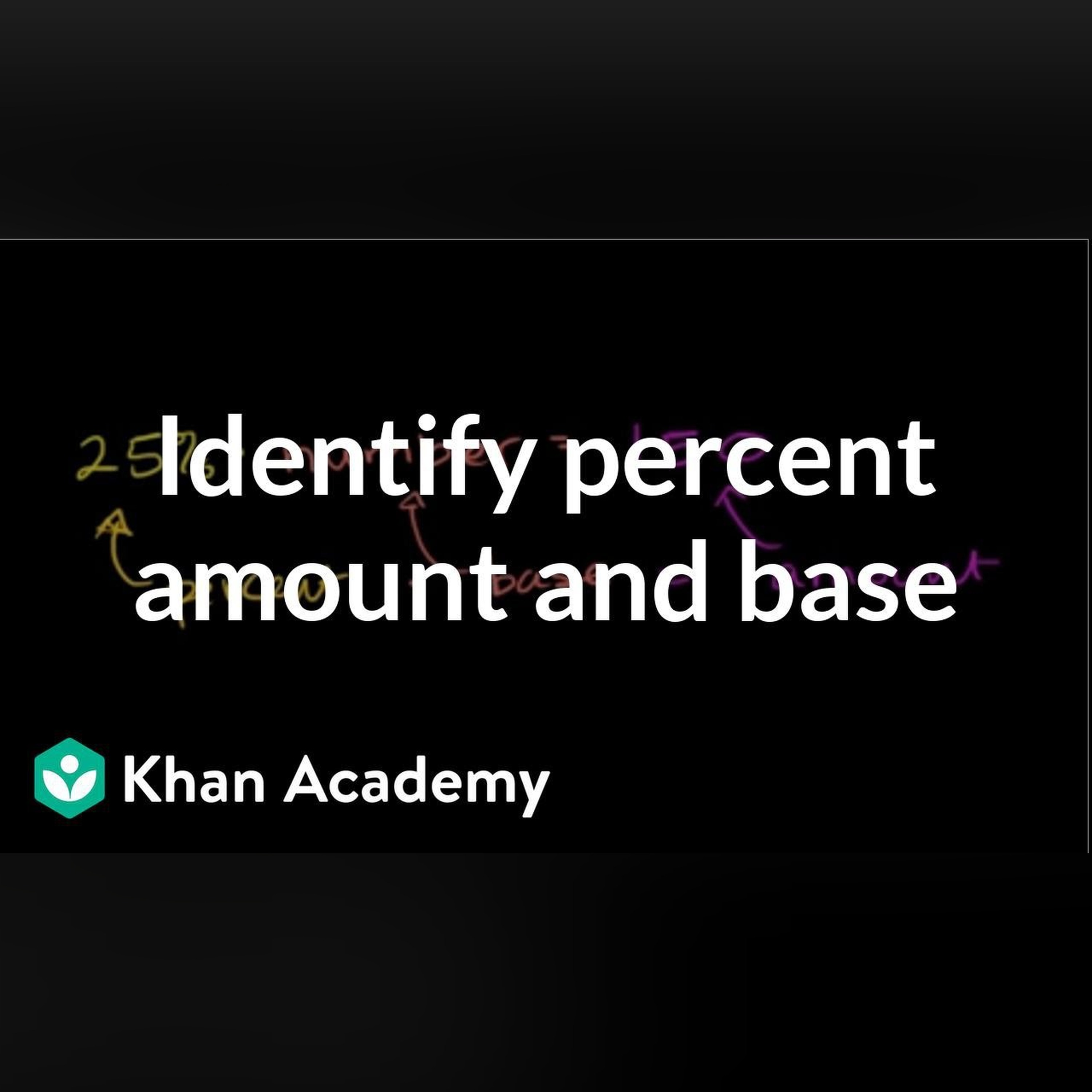 Identifying percent amount and base | Decimals | Pre-Algebra | Khan ...