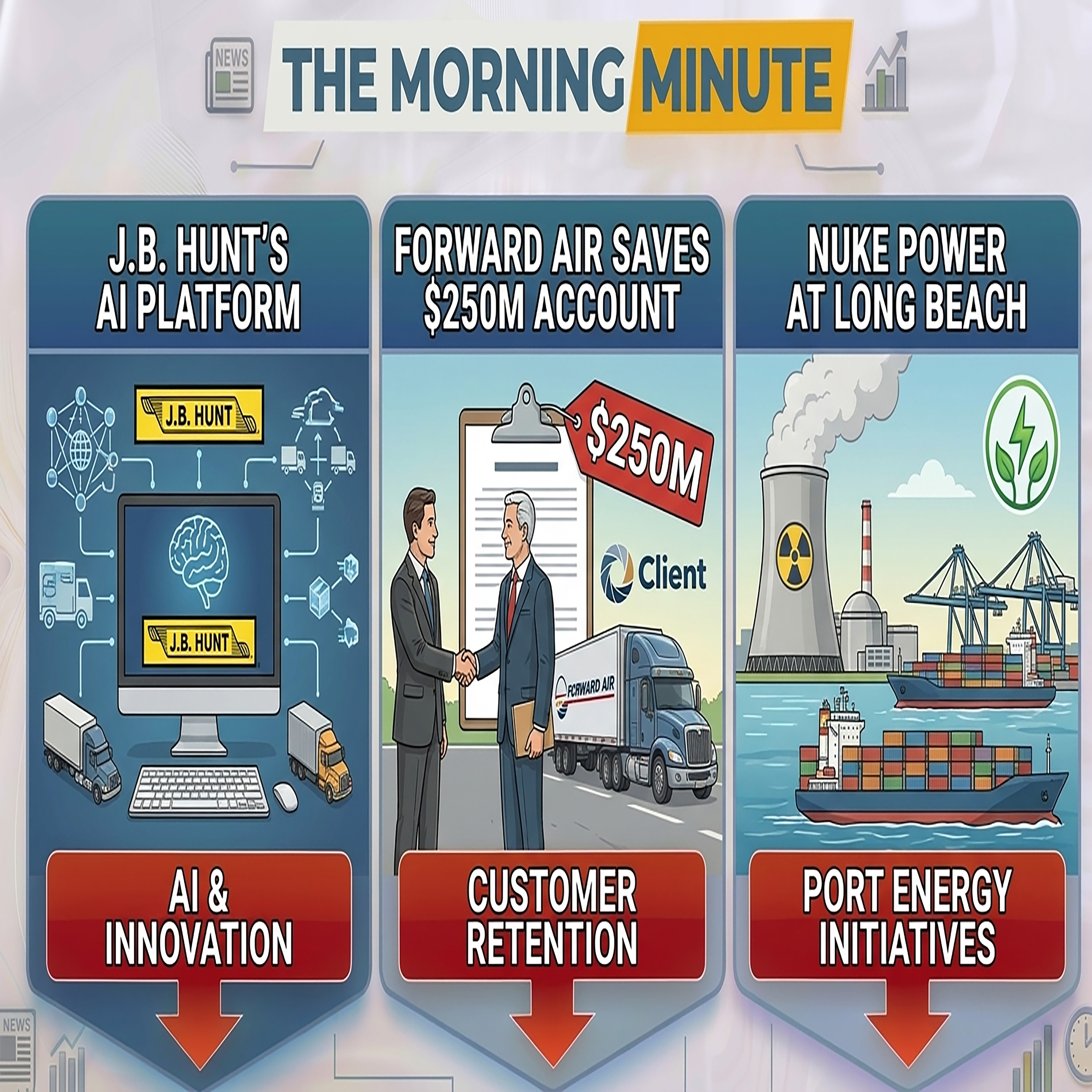 J.B. Hunt's AI Platform, Forward Air Saves $250M Account, & Nuke Power at Long Beach | The Morning Minute episode artwork