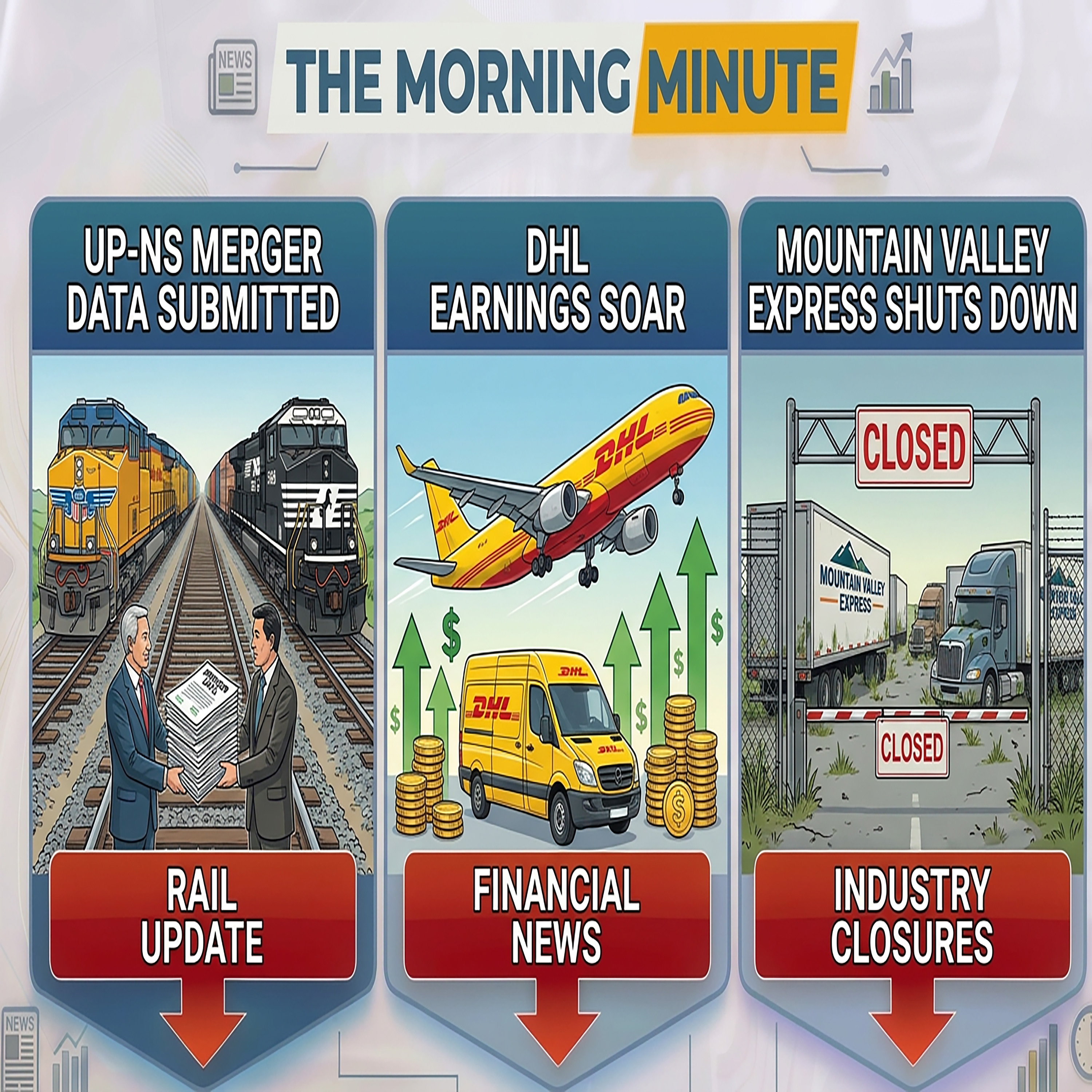UP-NS Merger Data Submitted, DHL Earnings Soar, & Mountain Valley Express Shuts Down | The Morning Minute