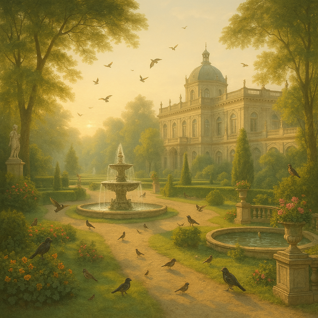 Palace Garden Morning - Peaceful Birdsong and Nature Ambience (with Brown Noise)