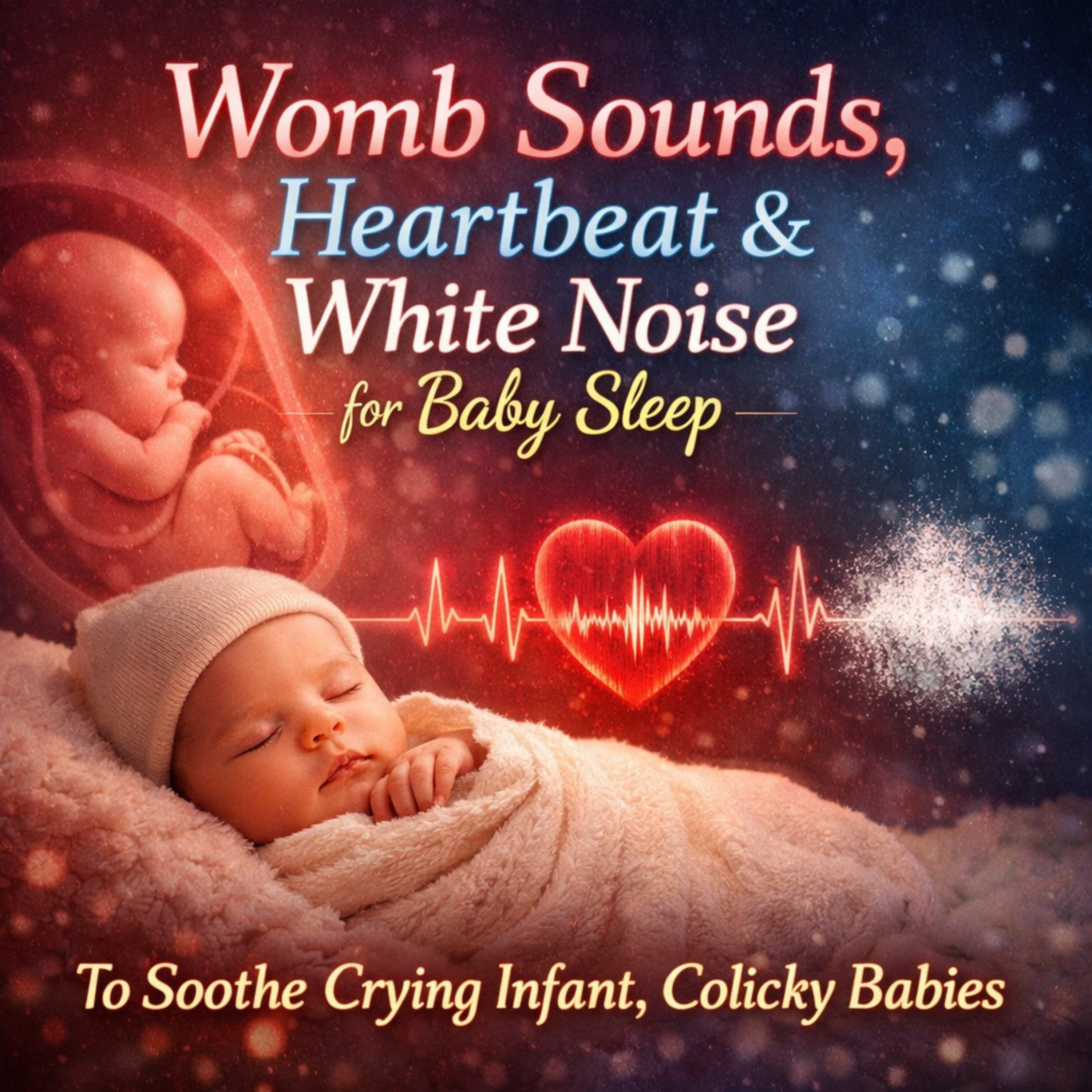 Womb Sounds, Heartbeat & White Noise for Baby Sleep, to Soothe Crying Infant, Colicky Babies