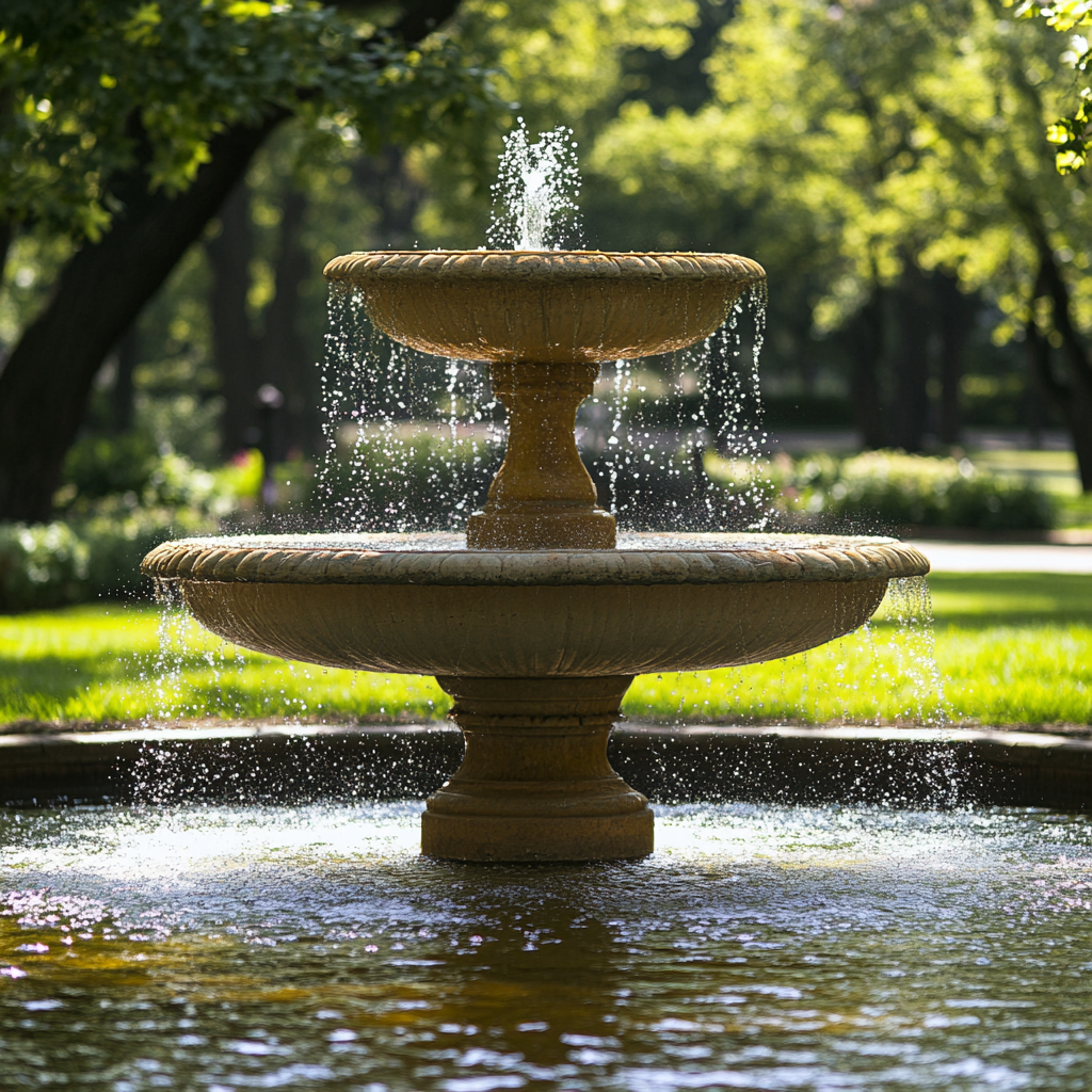 Park Water Fountain Ambience Sound | Sleeping | Study Music | Stress Relief | Study | Nature sounds