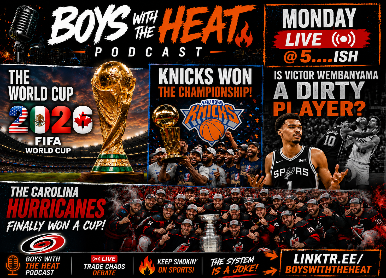 Boys With The Heat: Hurricanes Glory, Wemby Dirty Takes, World Cup Chaos, UFC 250 Madness & Tigers Trade Panic episode artwork