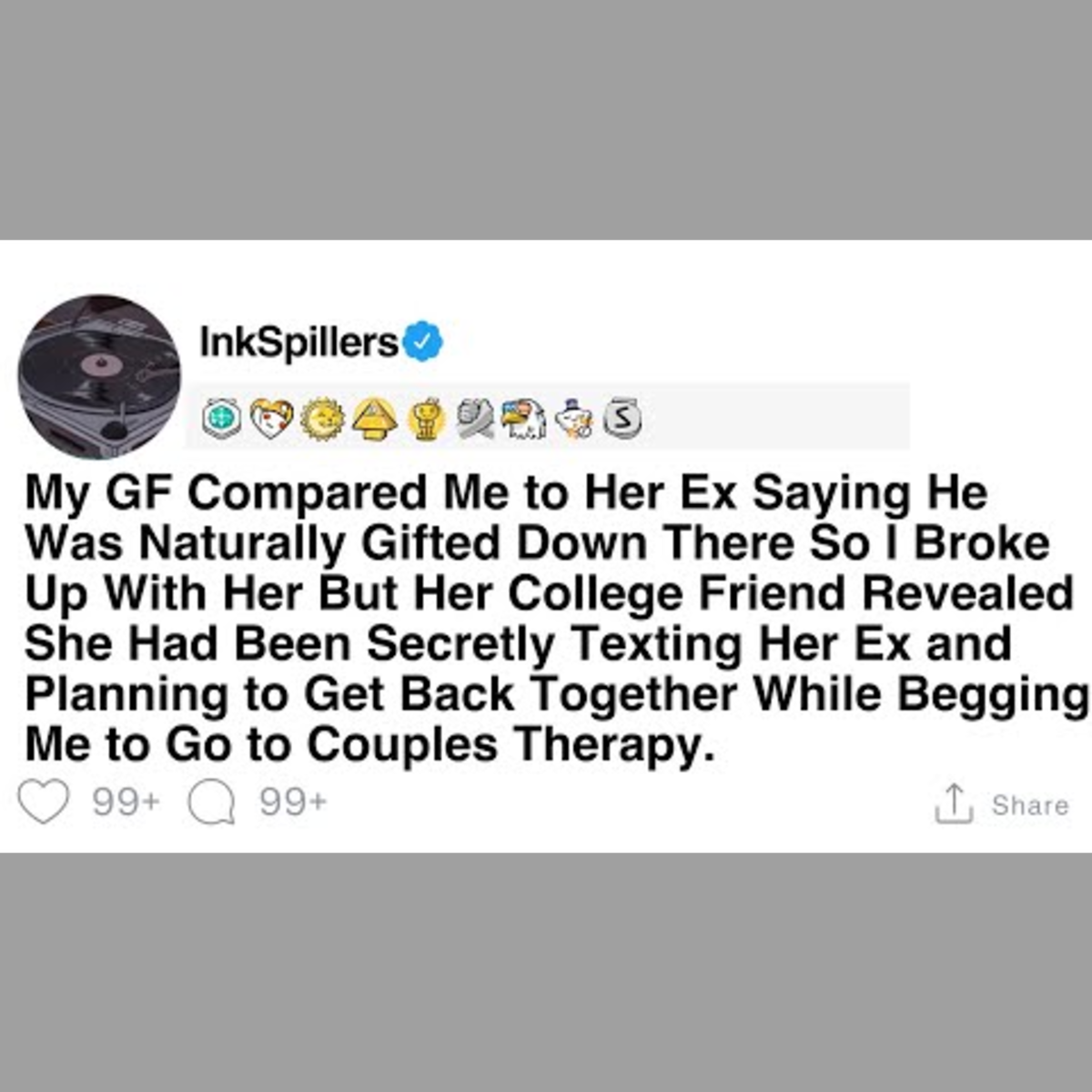 Breaking Up Over Comparisons and Secret Plans