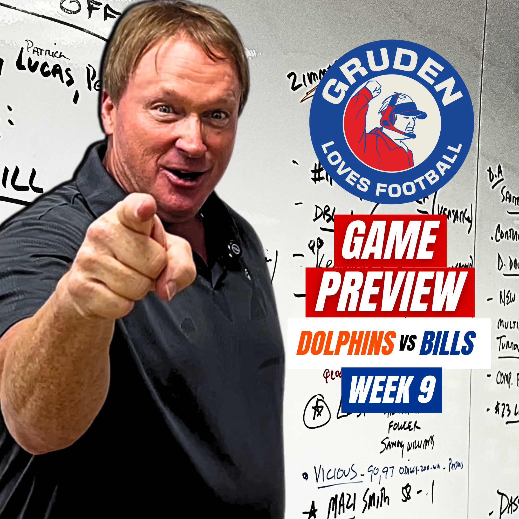 Gruden Loves Football Game Preview: Dolphins vs Bills  - Week 9 episode artwork