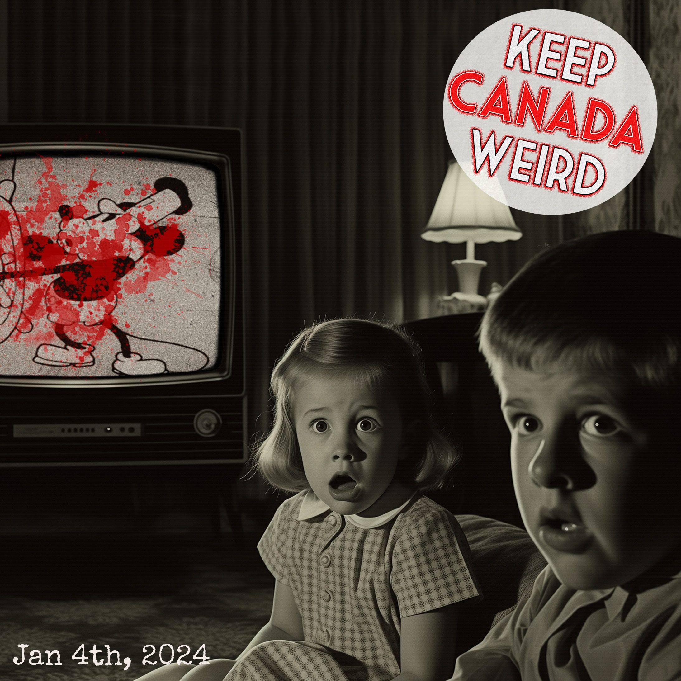 98 - Jan 9, 2024 - Mickey Mouse the KILLER?, license plate the KILLER?, and maybe we shouldn't keep America weird episode artwork