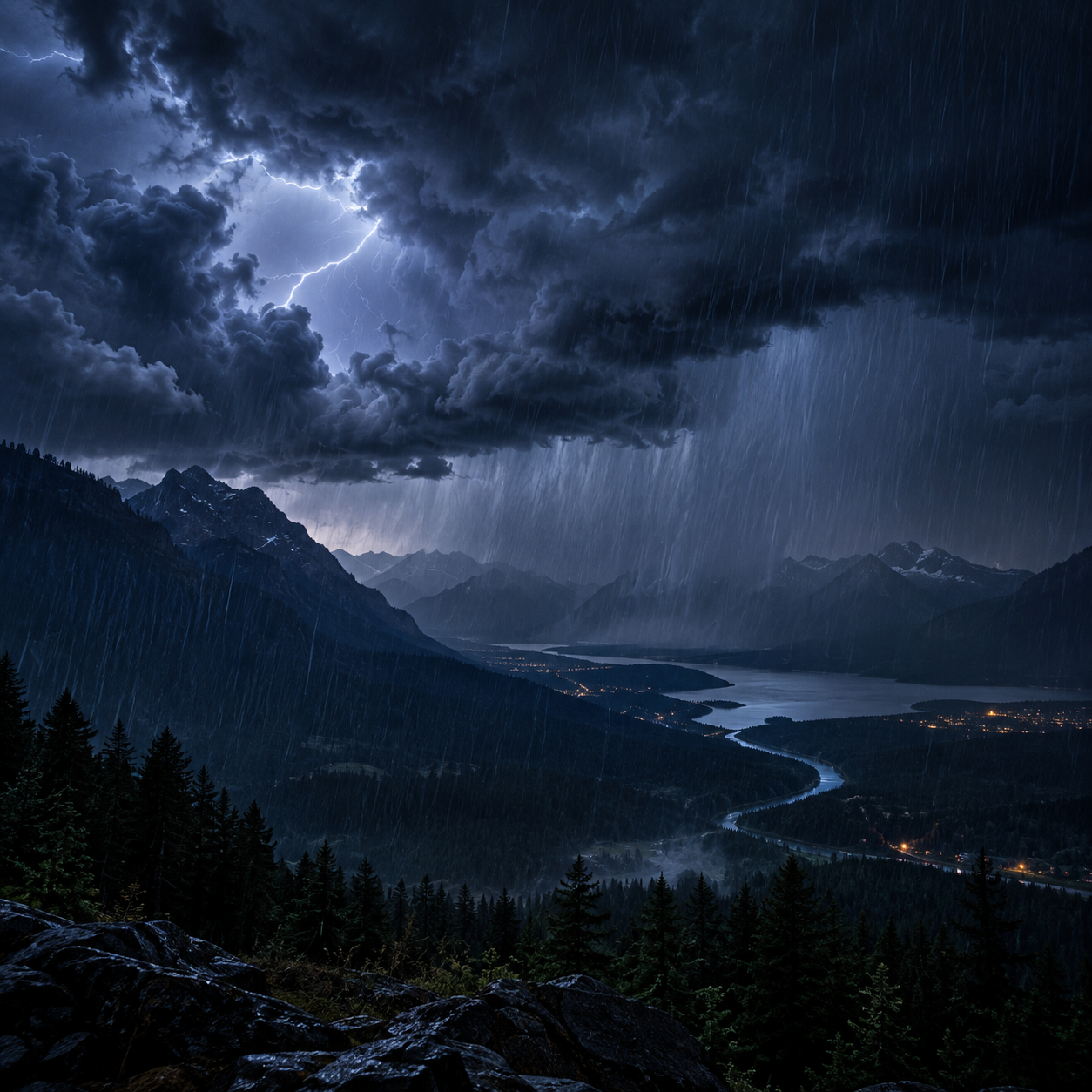 ⛈️ TRUENOS MUY PROFUNDOS, LLUVIA MODERADA y LARGAS PAUSAS — 2 H de tormenta nocturna para dormir a salvo