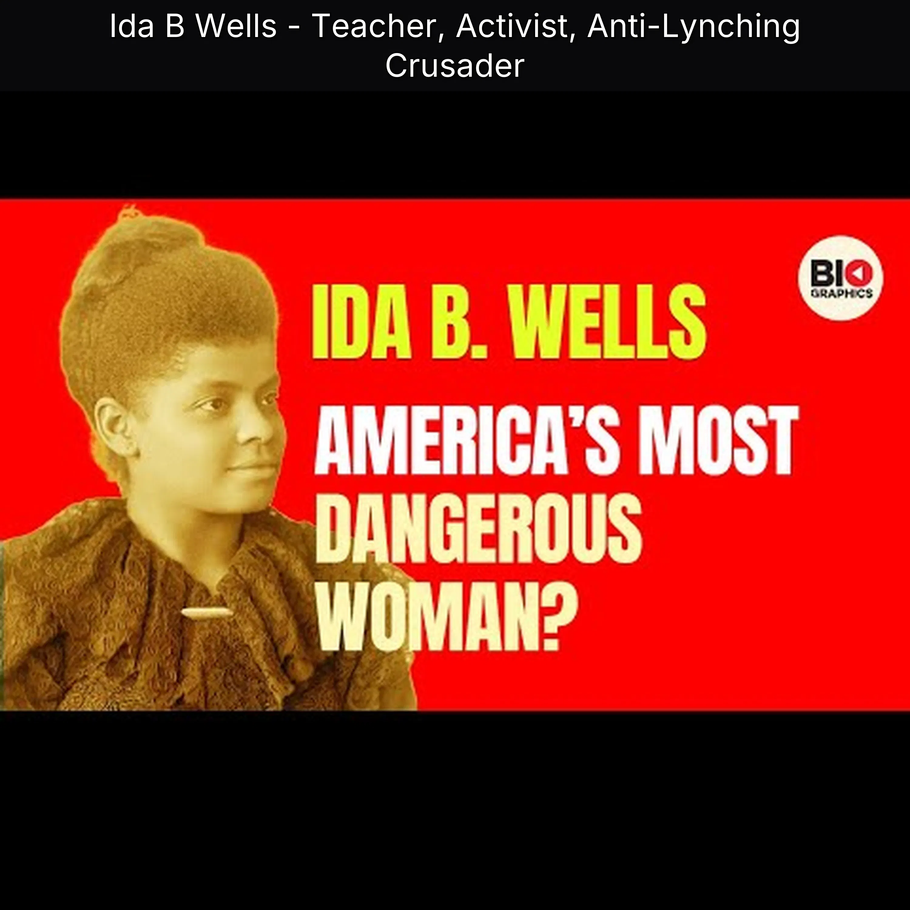 Ida B Wells - Teacher, Activist, Anti-Lynching Crusader