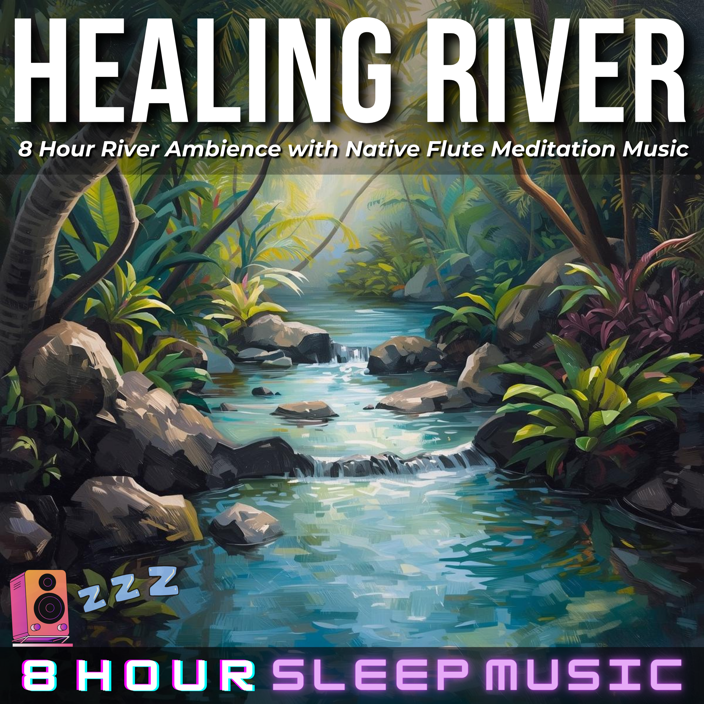 🌱 8 Hour Healing River Ambience | Native Flute Meditation Music with a Calm Tropical River for Deep Sleep 😴