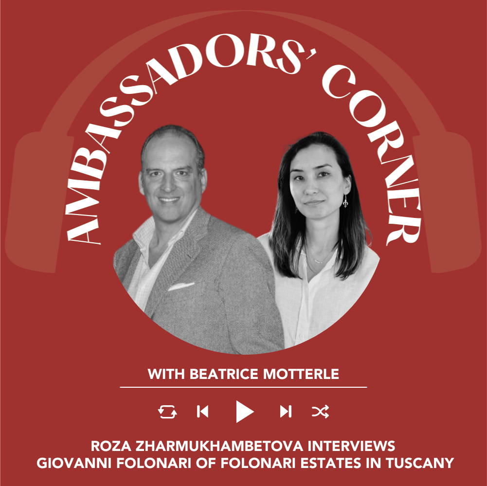Ep. 2424 Roza Zharmukhambetova interviews Giovanni Folonari of Ambrogio e Giovanni Folonari Tenute in Tuscany | Clubhouse Ambassadors' Corner  | Clubhouse Ambassadors' Corner